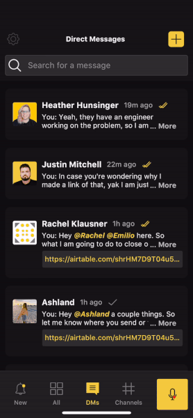 Navigating to reply all toggle in Yac mobile app