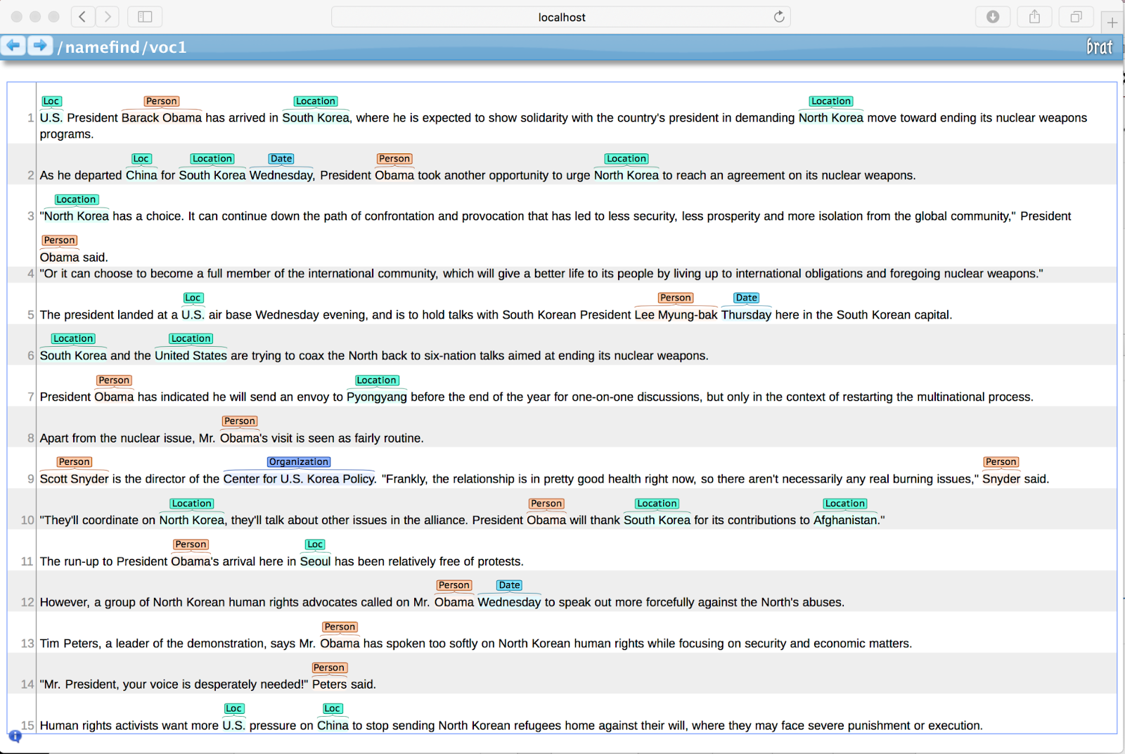 Apache Open NLP Interface