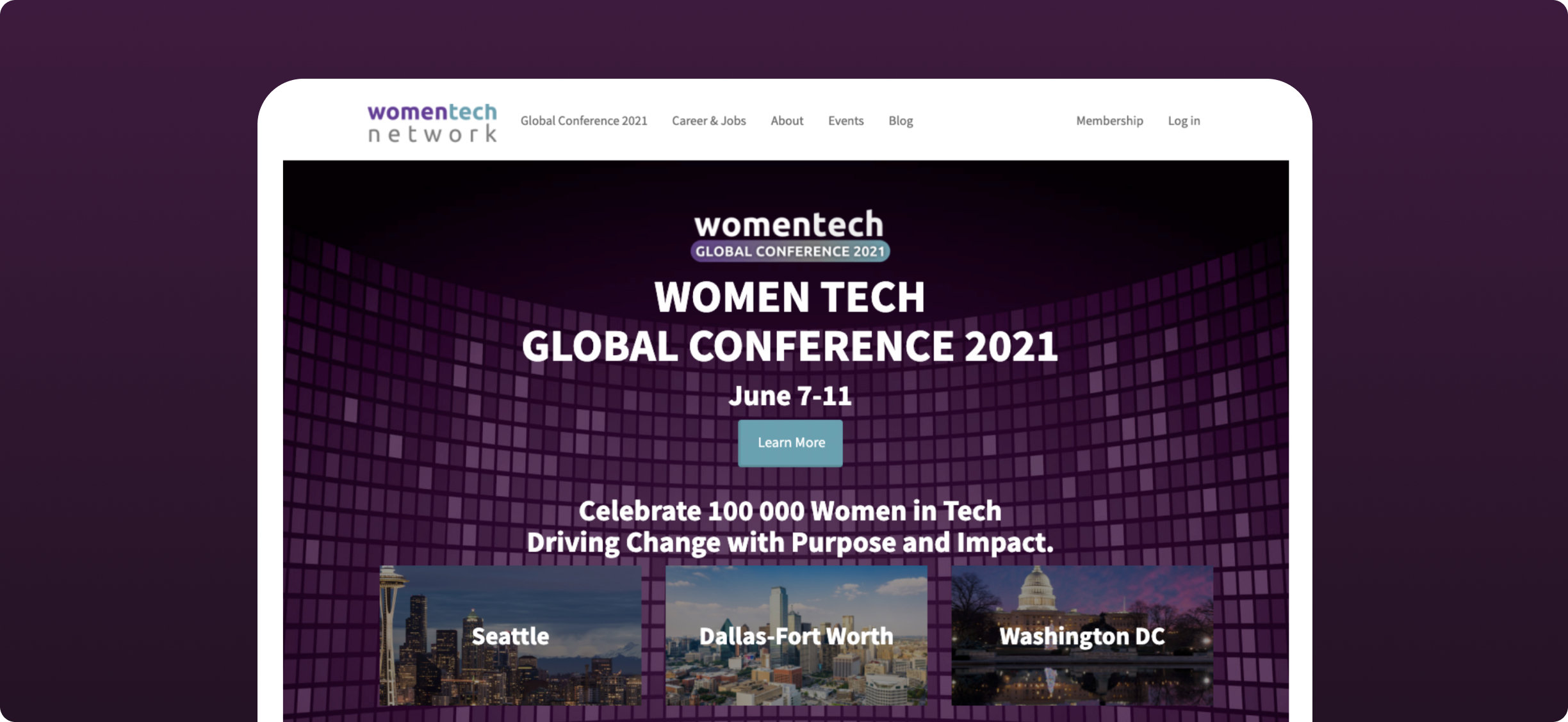 homepage hero banner promoting virtual event