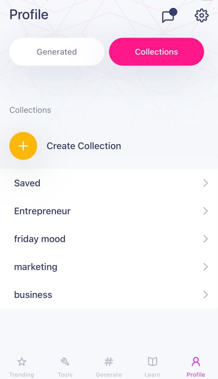 Collections tab