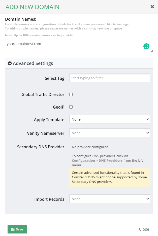 How to Add a Domain for DNS Management
