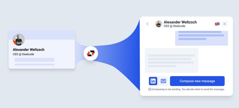 Die KI analysiert das LinkedIn-Profil Ihres potenziellen Kunden und erstellt eine personalisierte Nachricht.