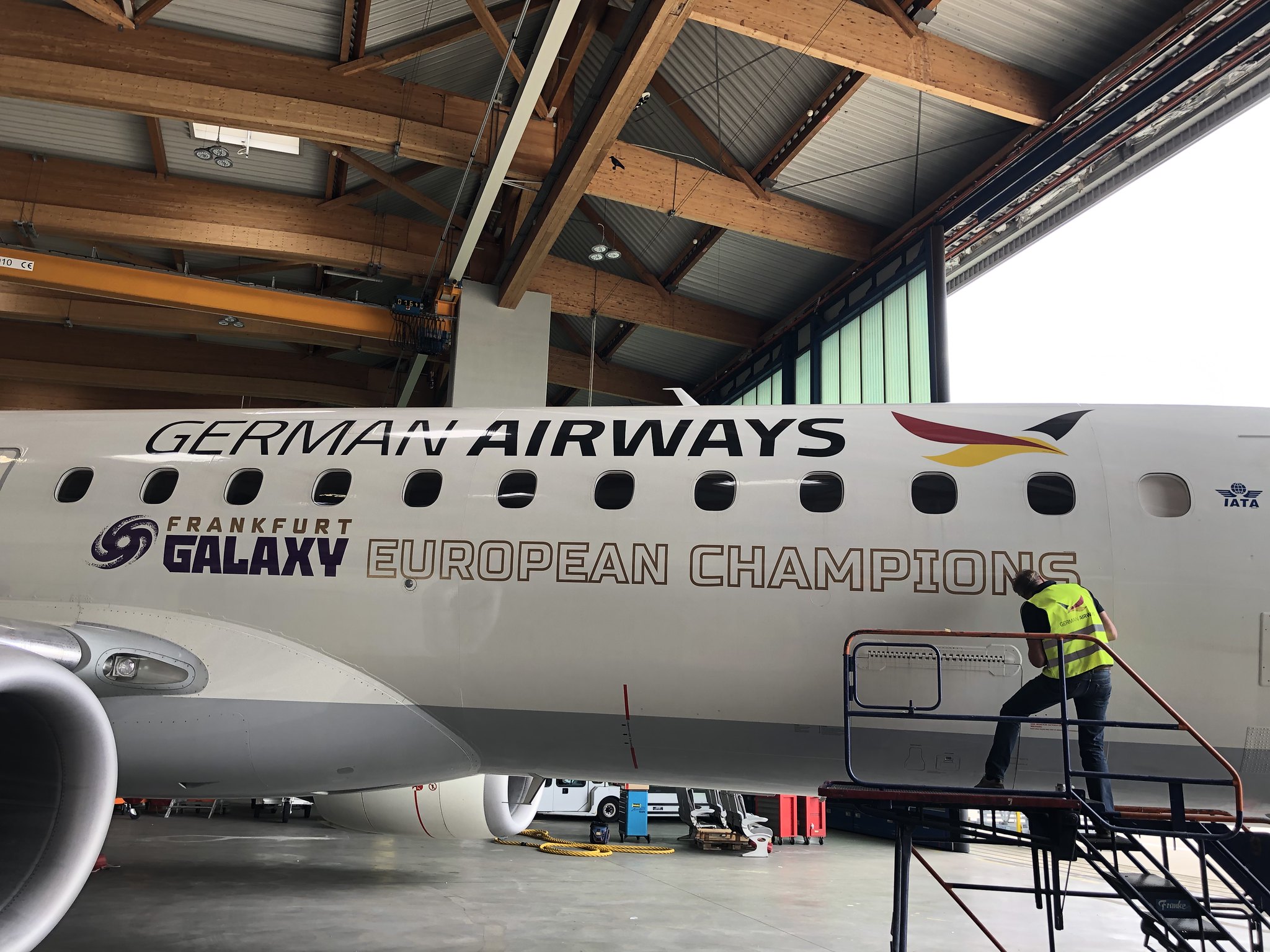 Airplane with Frankfurt Galaxy foiling - The "Champion carrier"
