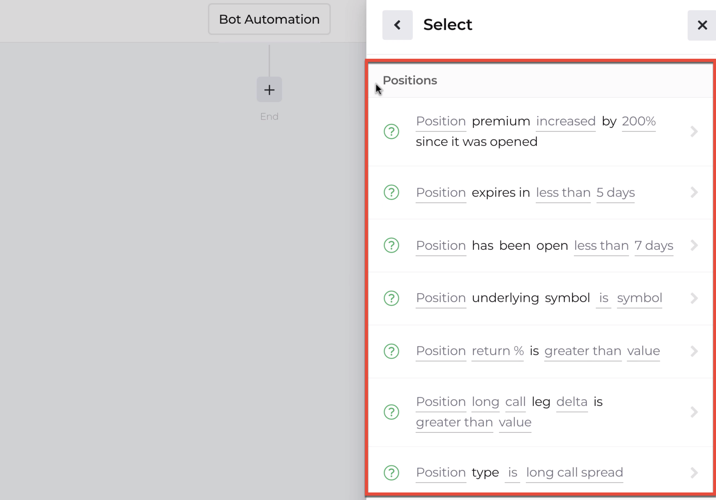 Screenshot with position decision criteria highlighted