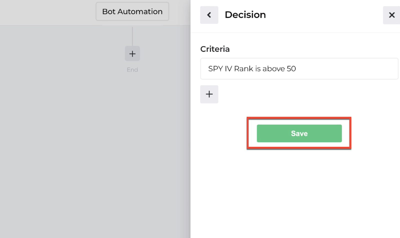Screenshot highlighting the save button to return to the automation editor