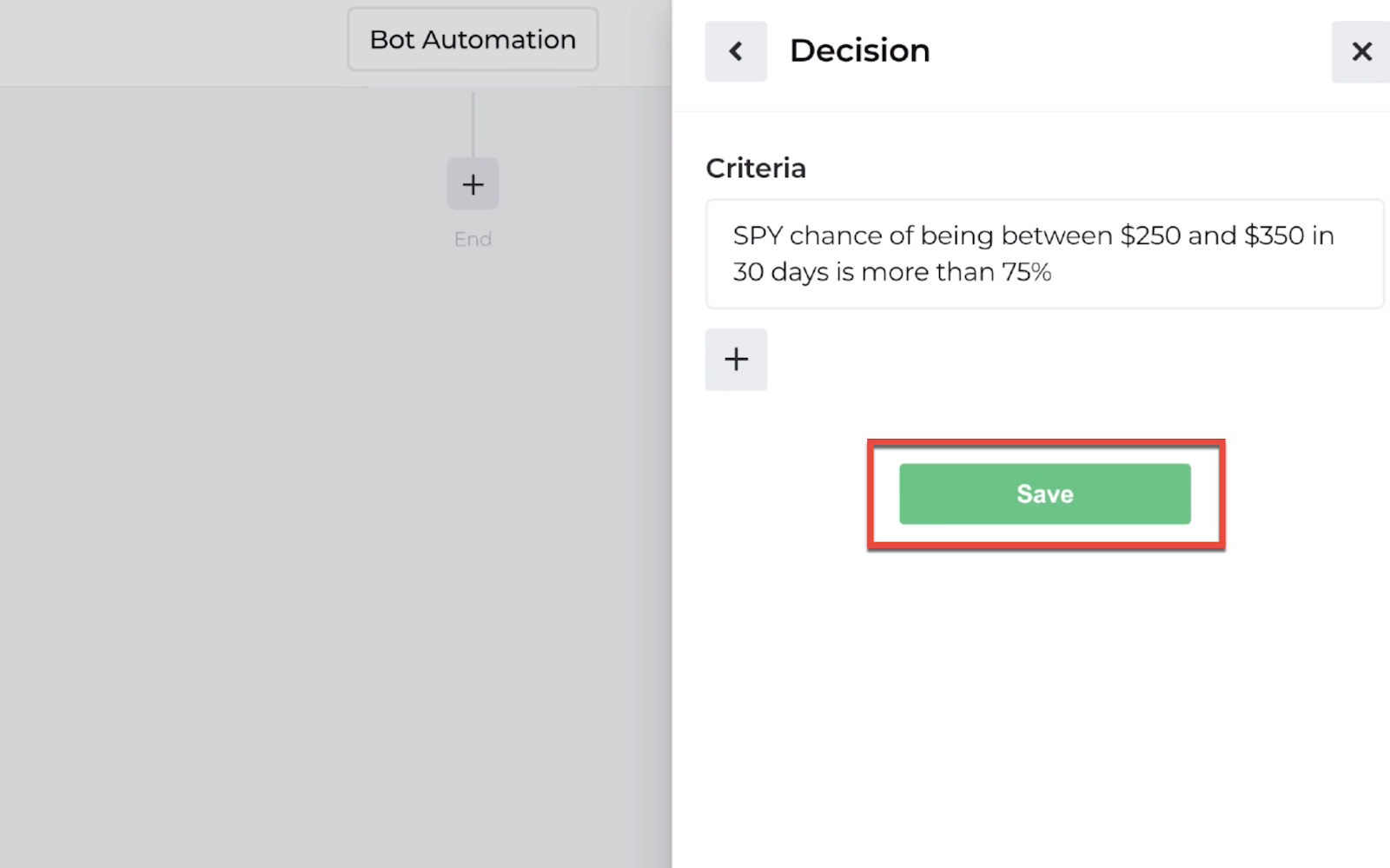 Screenshot highlighting the save button to return to the automation editor