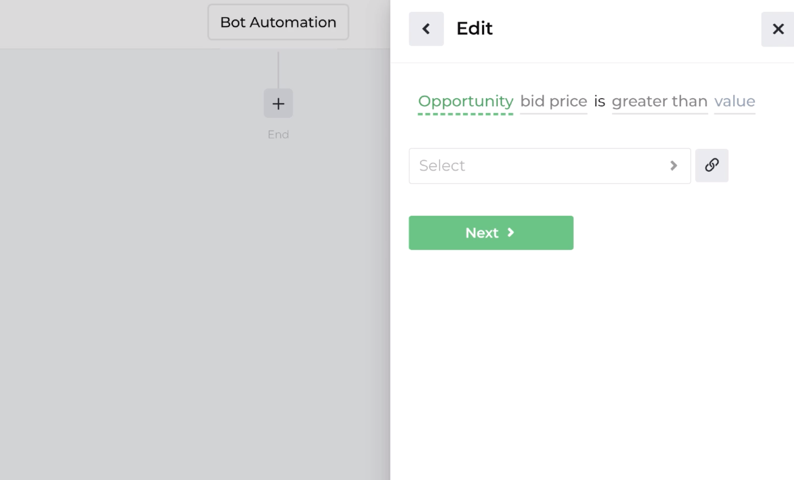 Screenshot displaying the decision recipe for comparing opportunity attributes