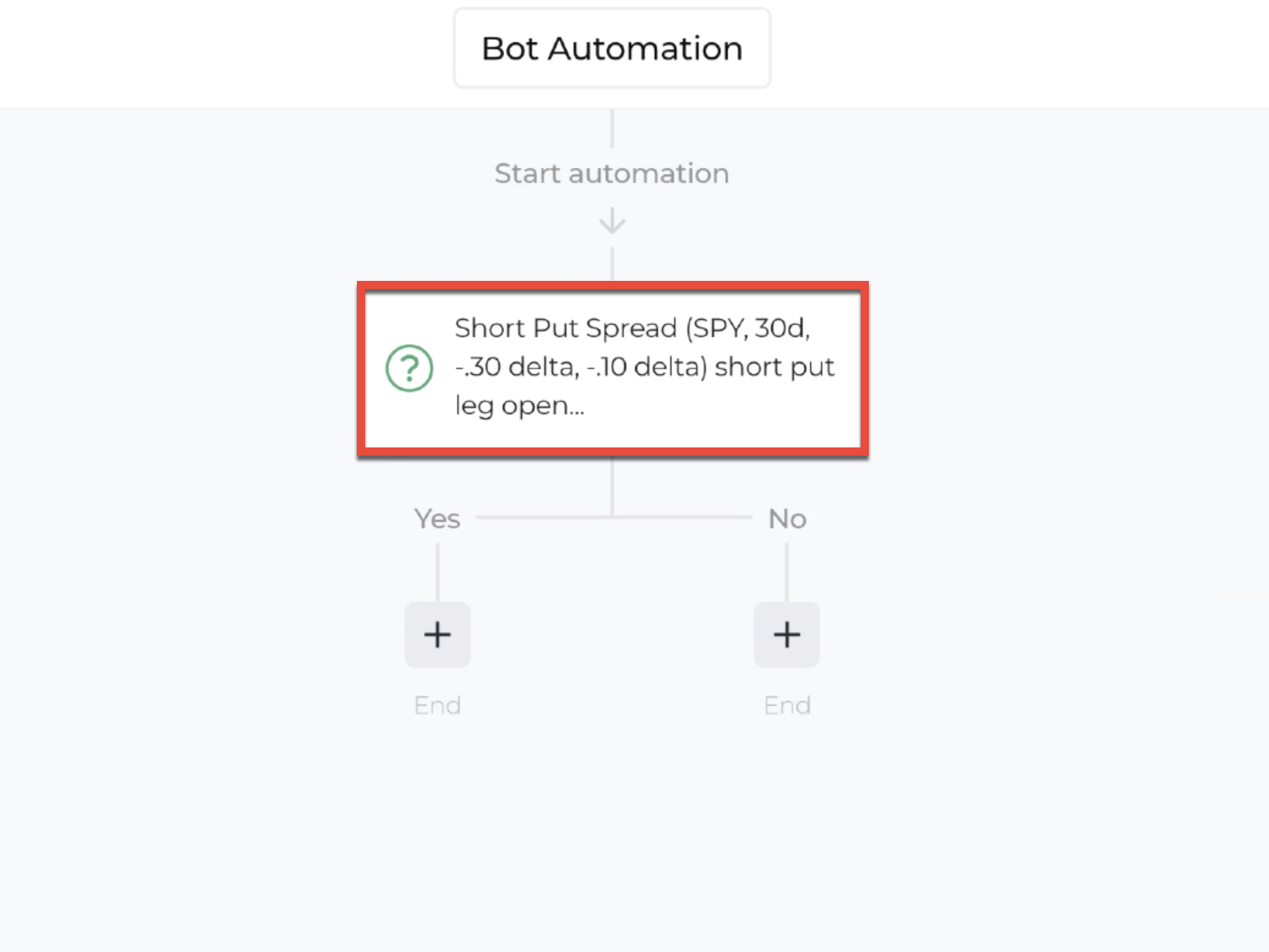 Screenshot highlighting the decision recipe within the automation editor