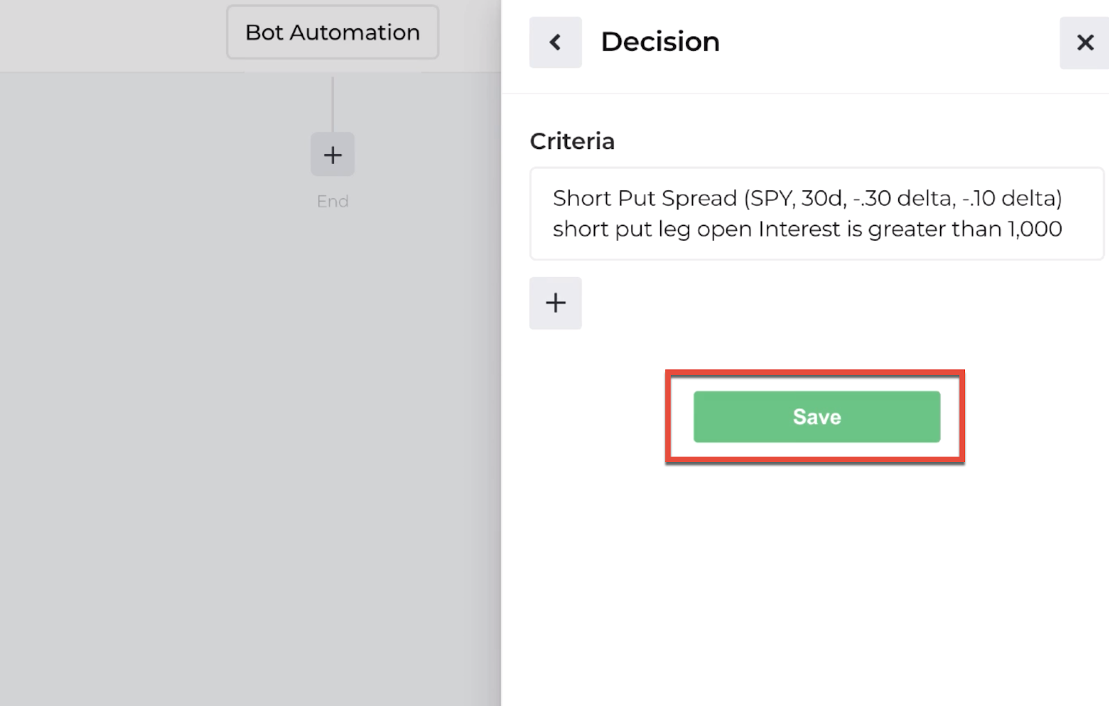 Screenshot highlighting the save button to return to the automation editor
