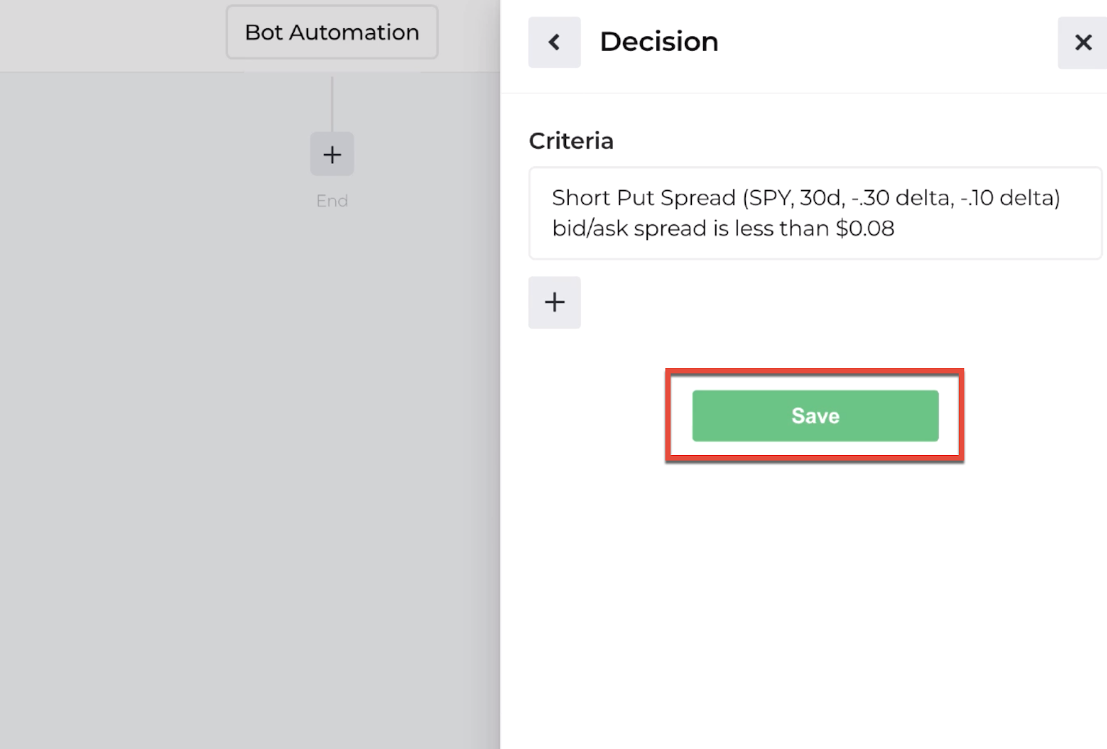 Screenshot highlighting the save button to return to the automation editor