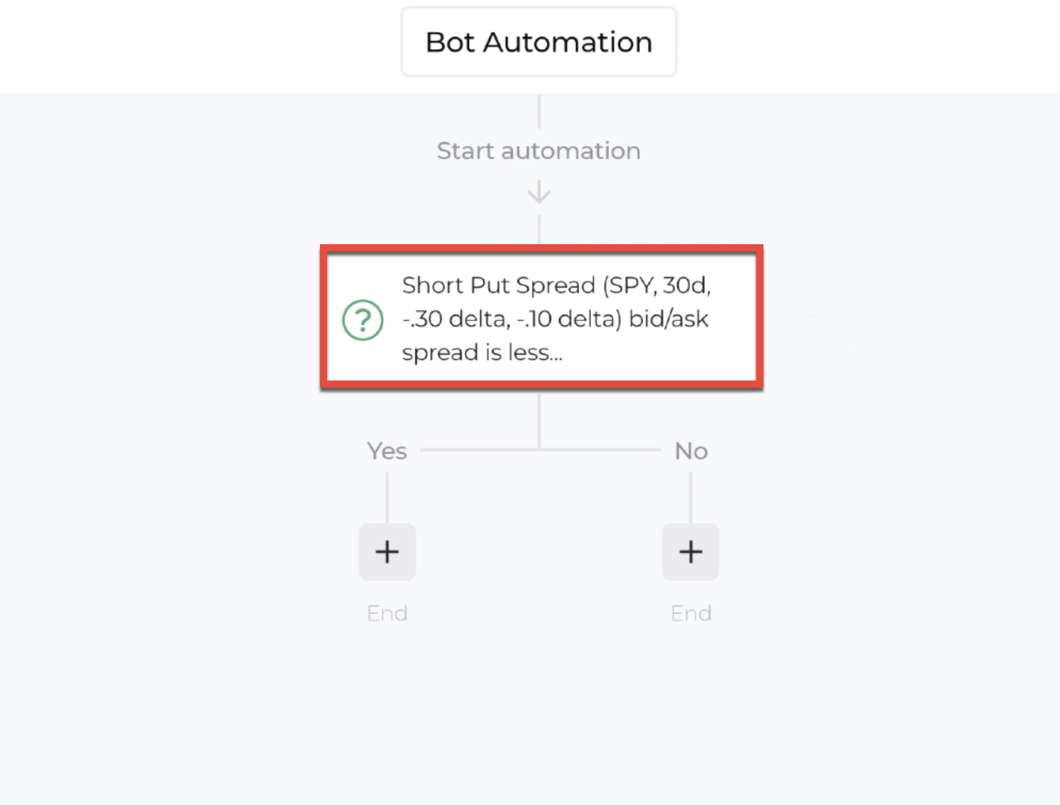 Screenshot highlighting the decision recipe within the automation editor