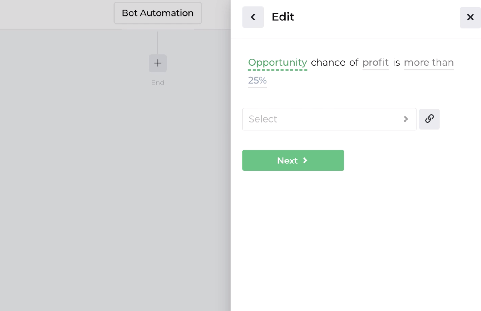 Screenshot displaying the decision recipe for evaluating opportunity probabilities