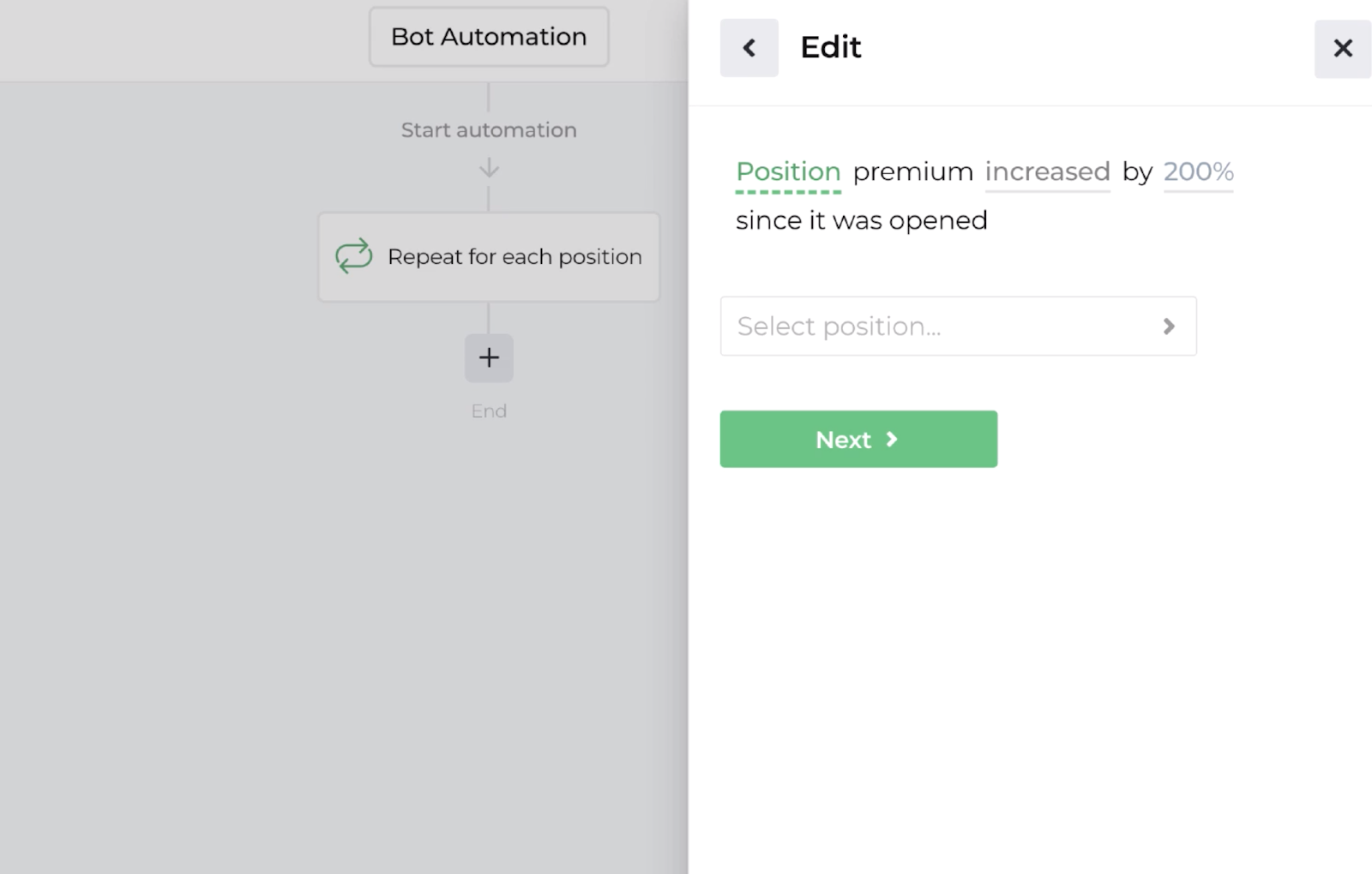 Screenshot displaying the decision recipe for evaluating position performance