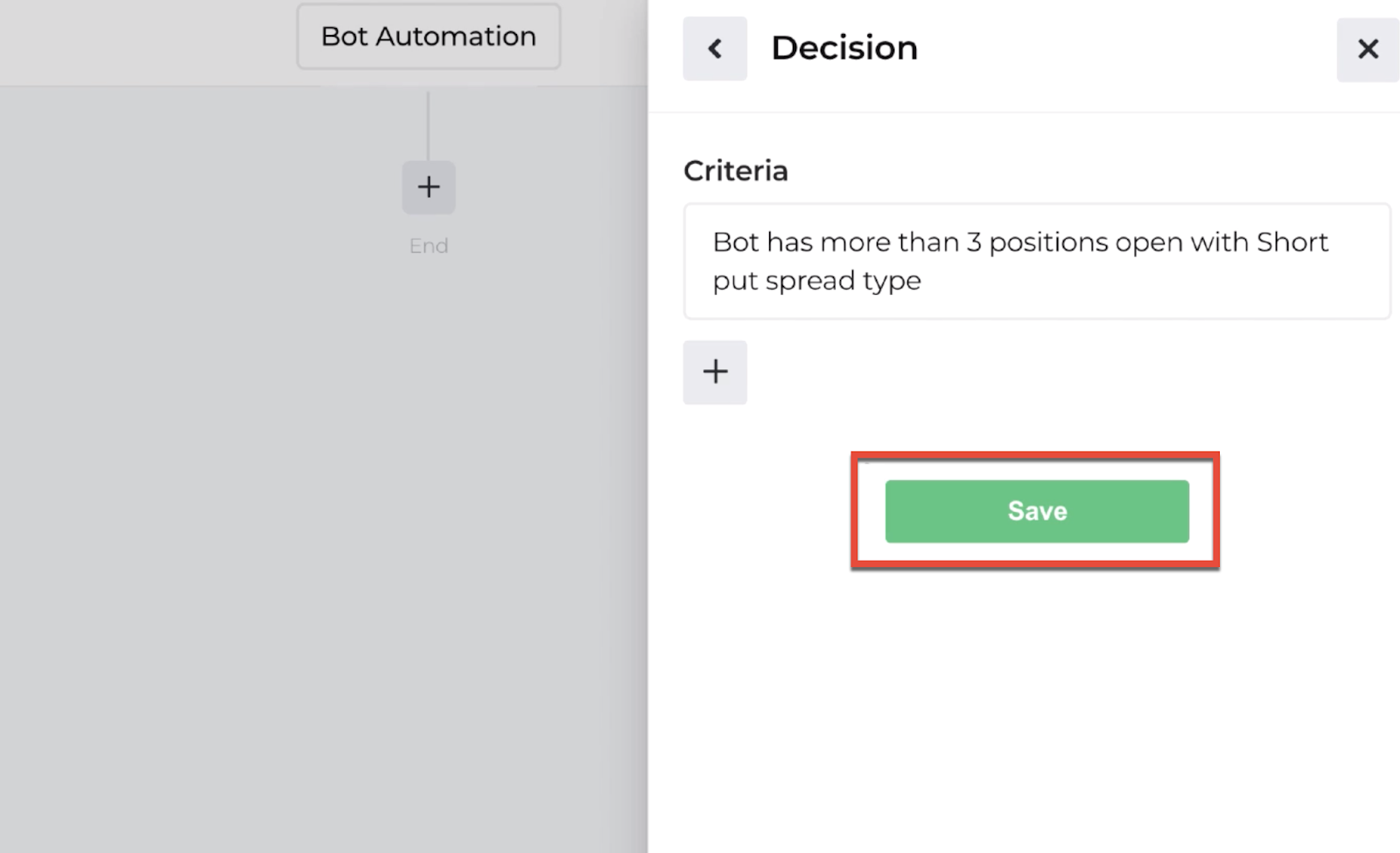 Screenshot highlighting the save button to return to the automation editor
