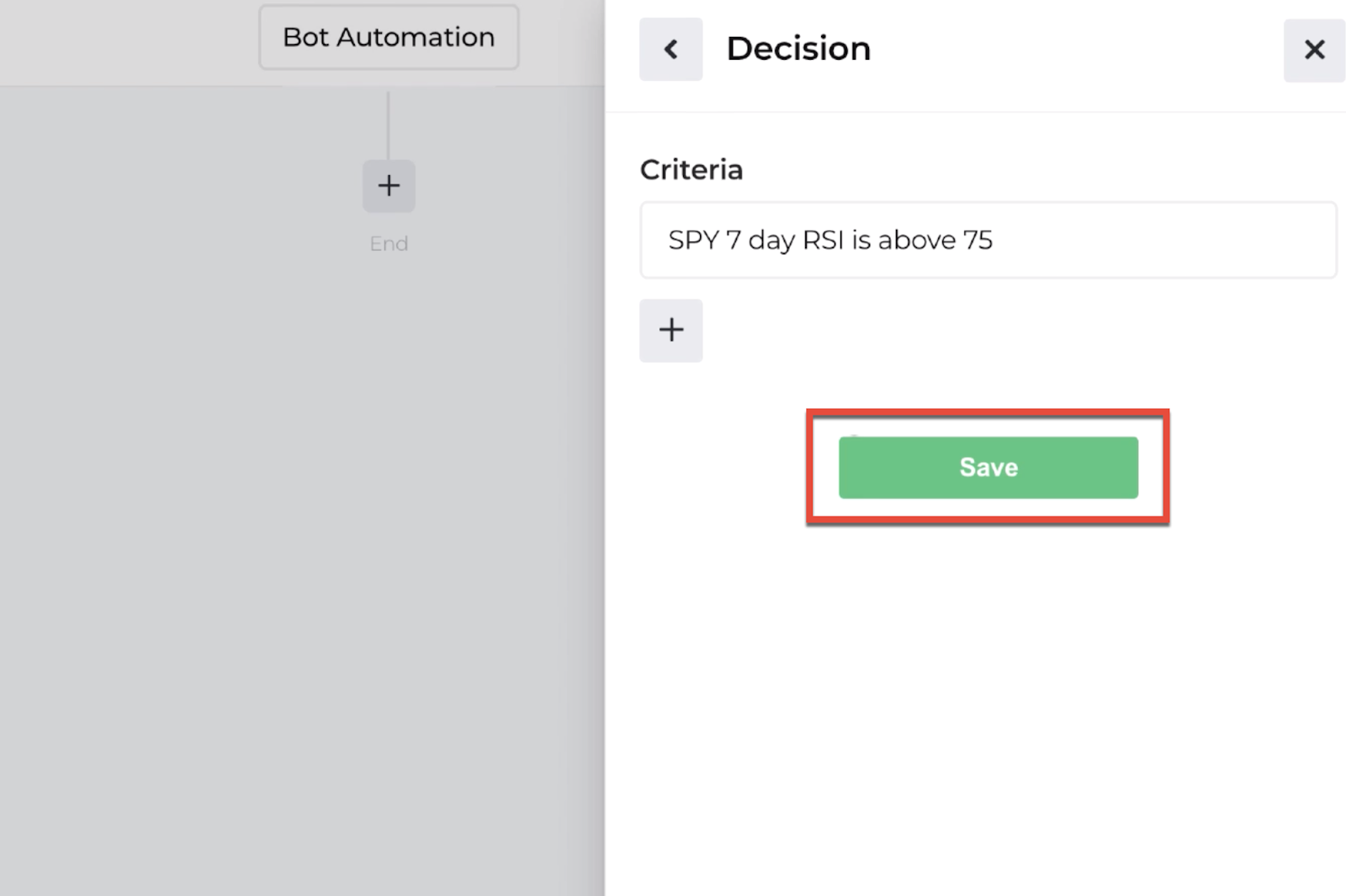 Screenshot highlighting the save button to return to the automation editor