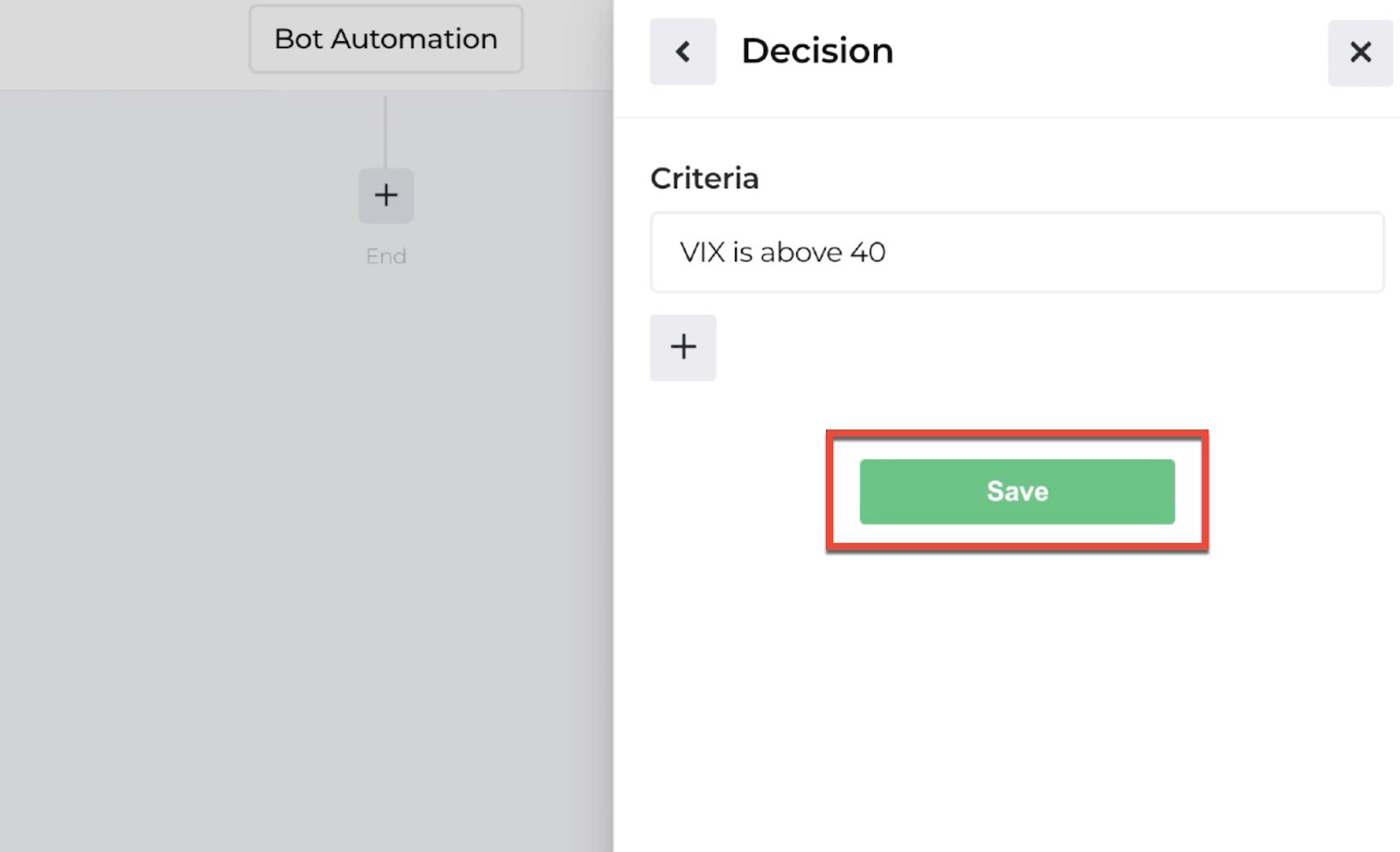 Screenshot highlighting the save button to return to the automation editor