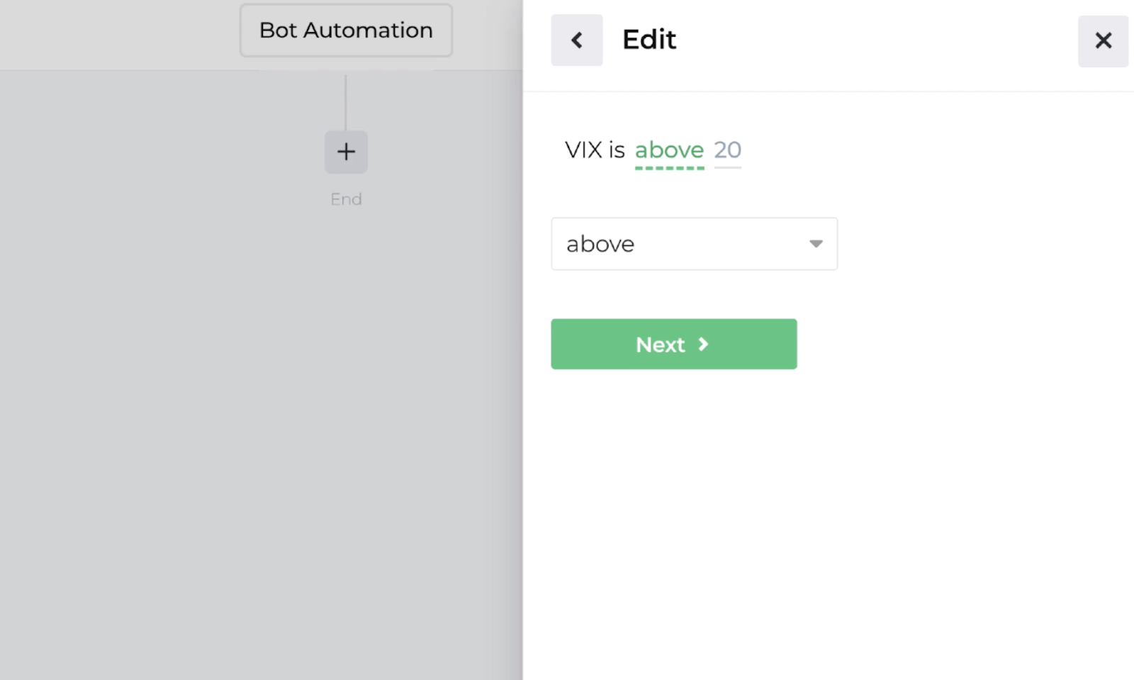Screenshot displaying the decision recipe for comparing VIX properties