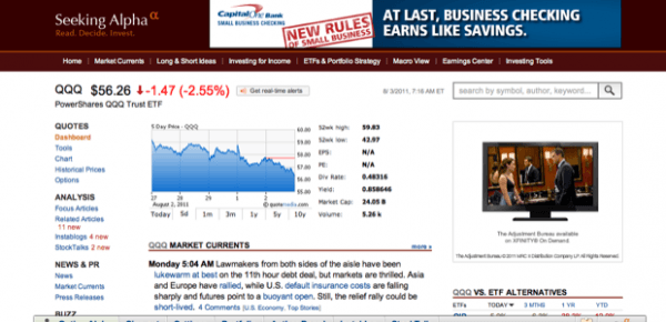 Example image of Seeking Alpha homepage