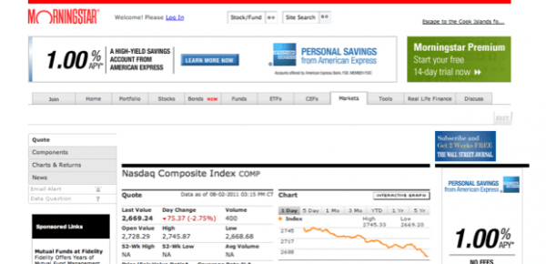Example image of Morningstar homepage