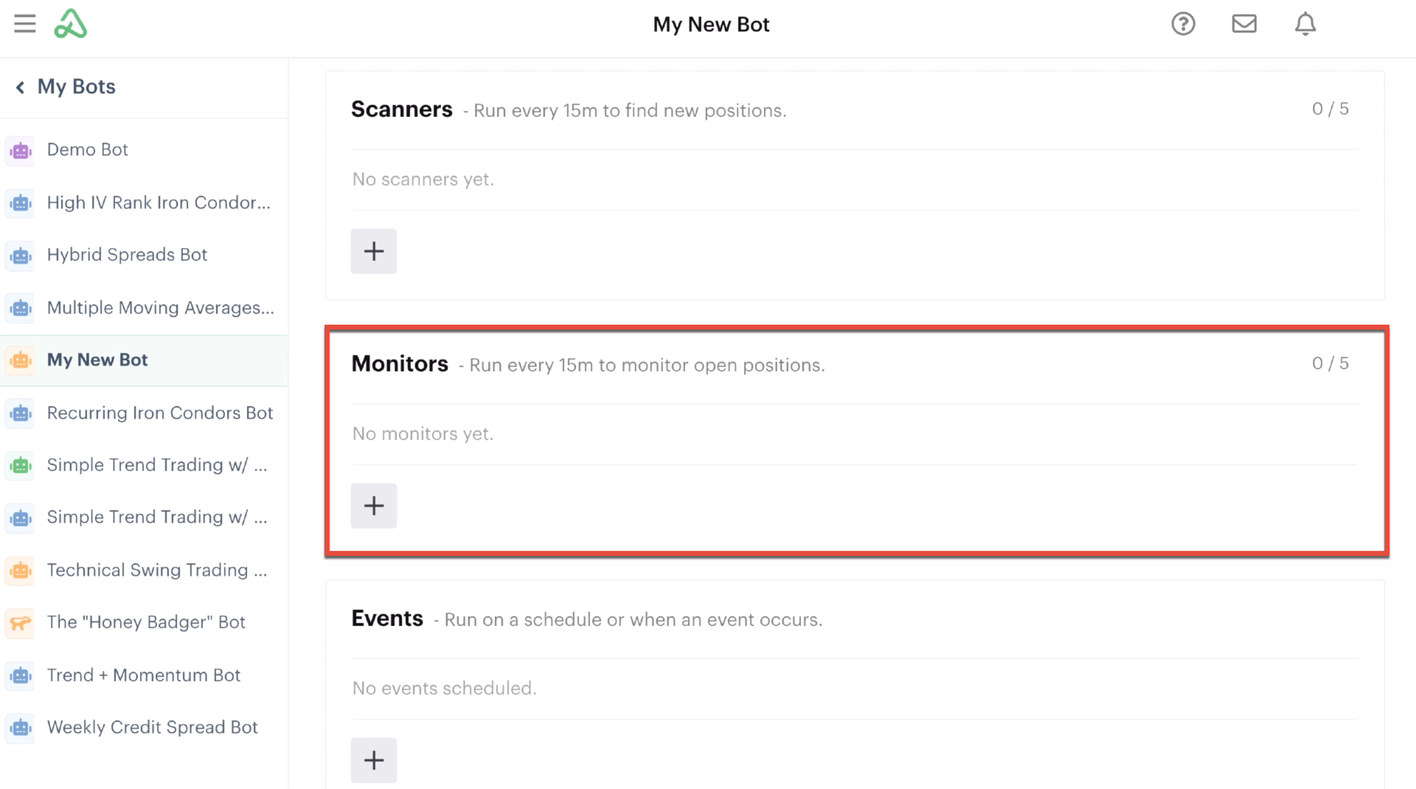 Monitor automation highlighted in Automations tab