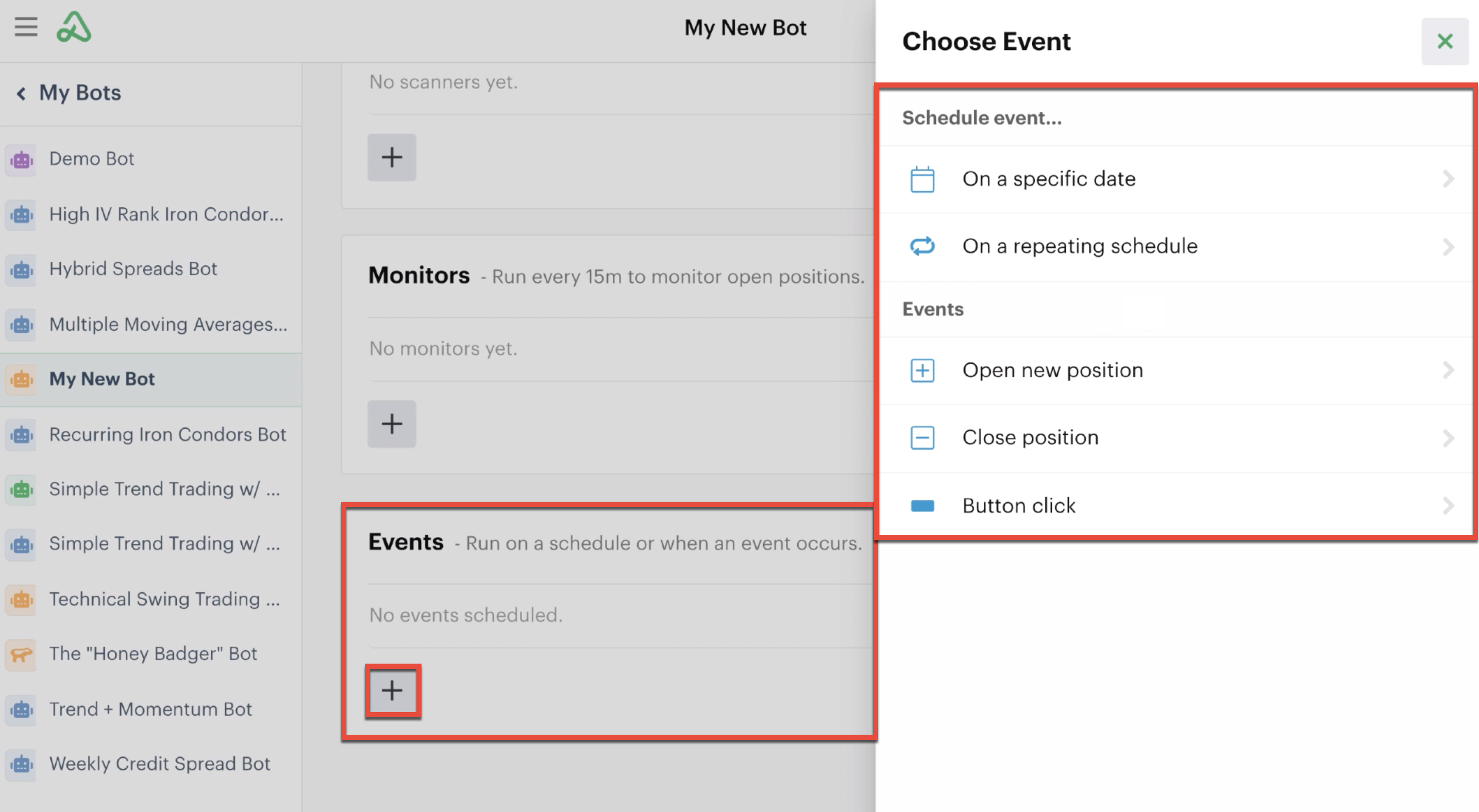 Event automation highlighted in Automations tab