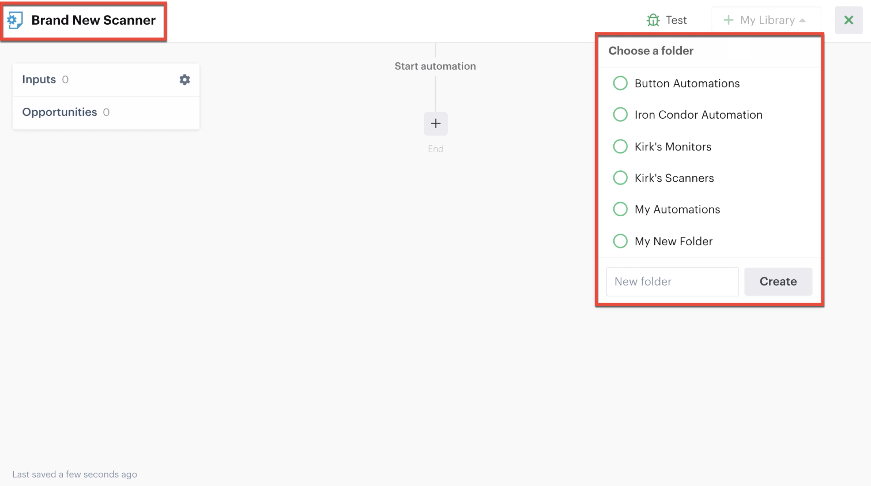 Naming and saving the automation