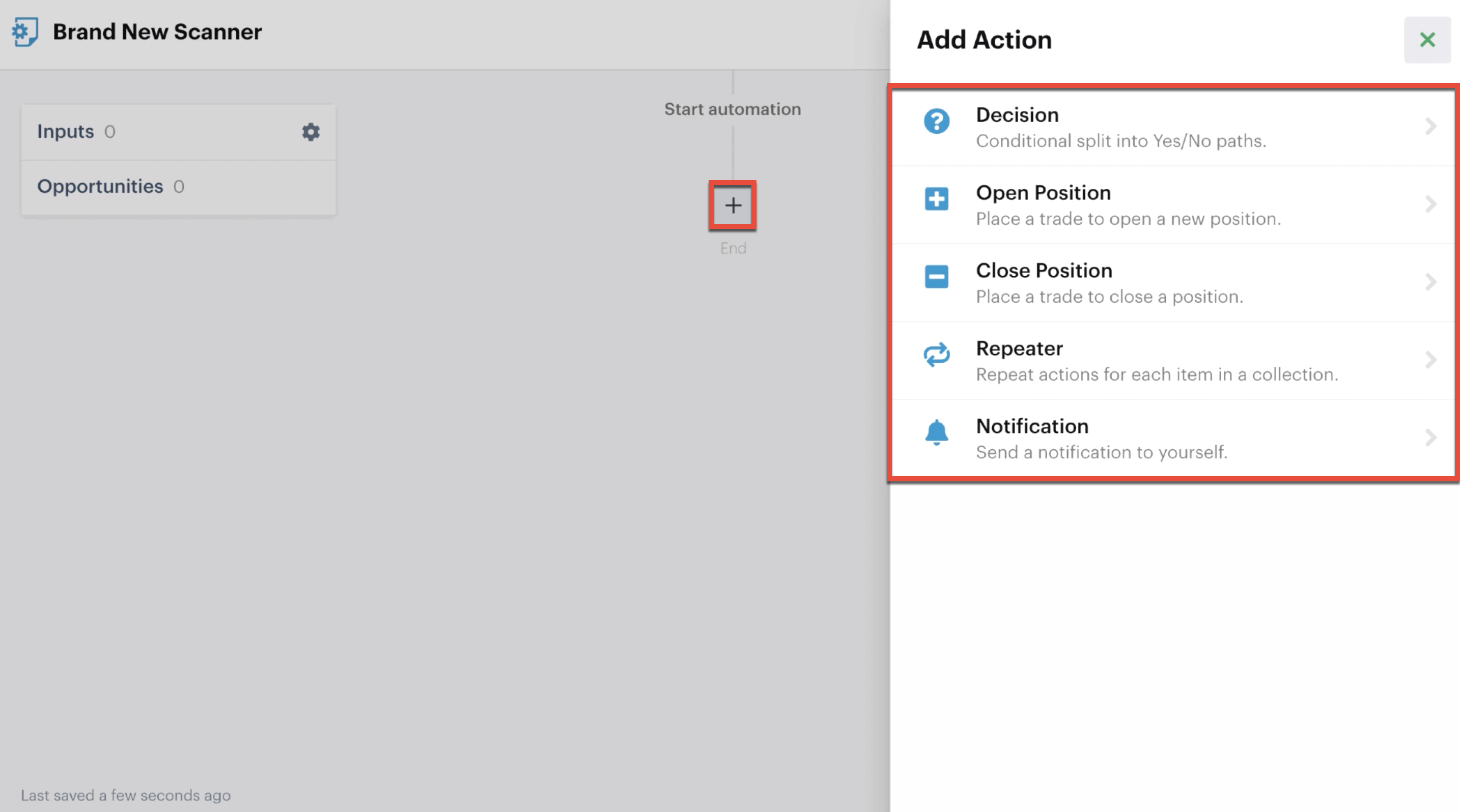 Adding a decision action