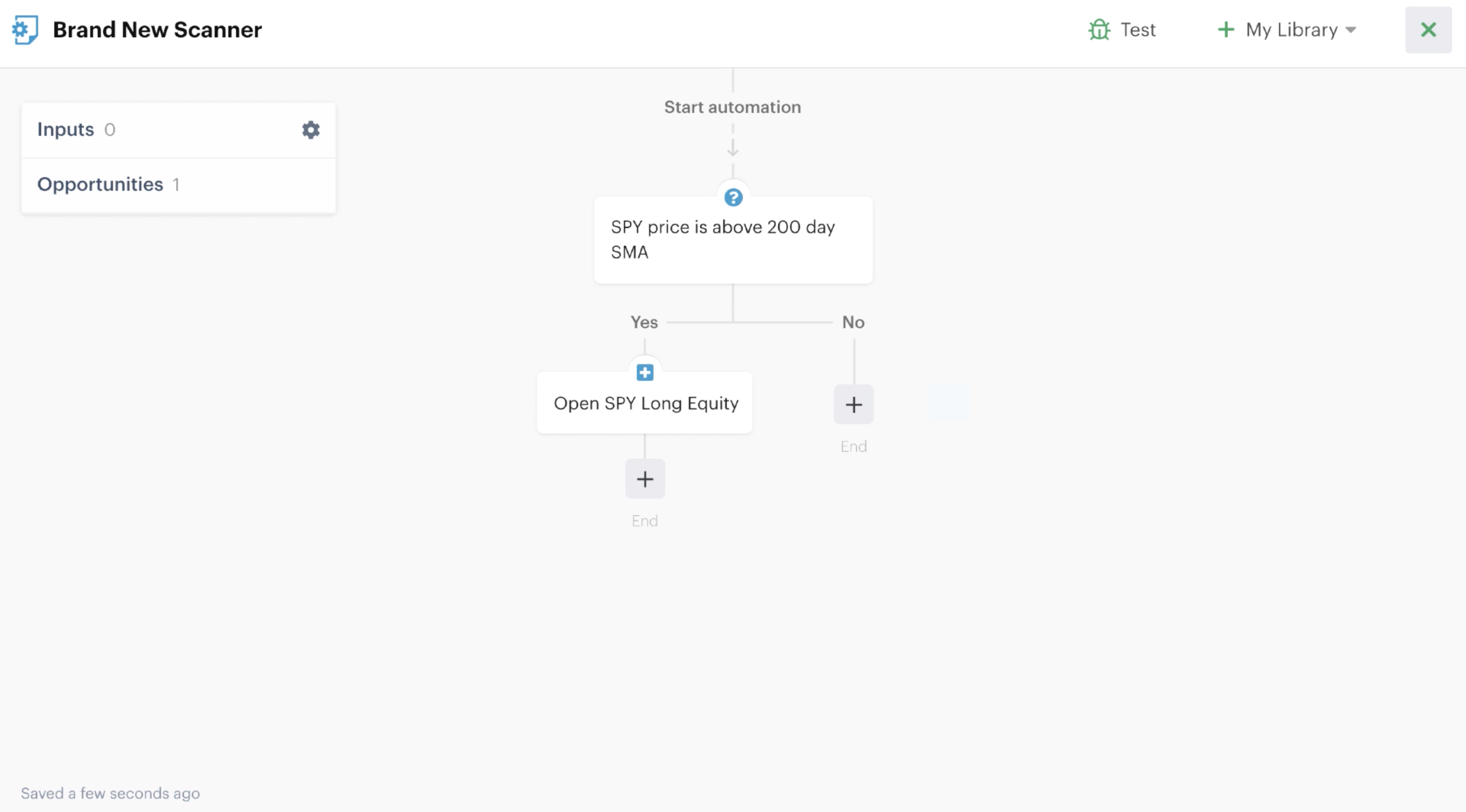Completed automation with an open position action
