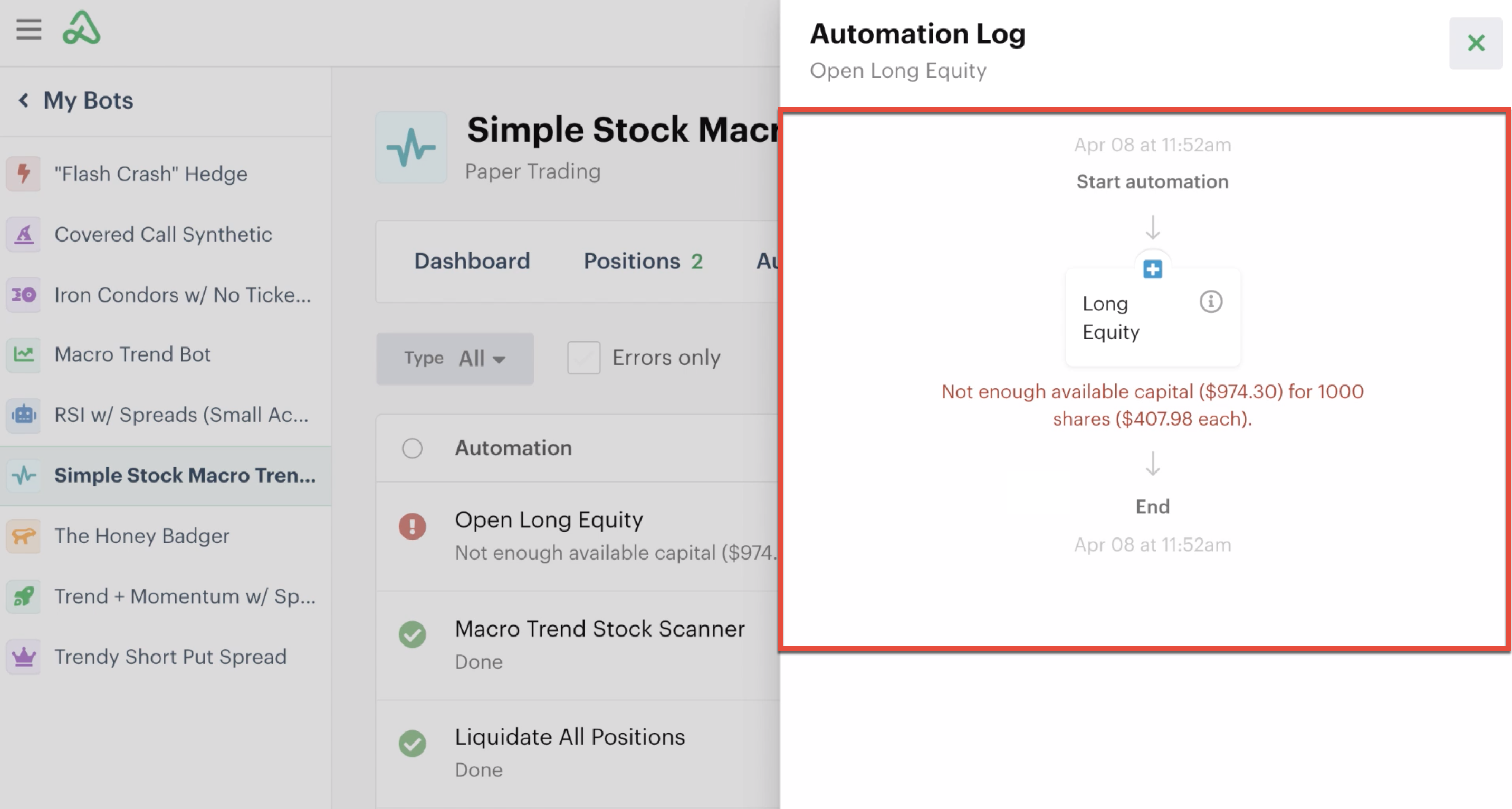 Details of a bot error