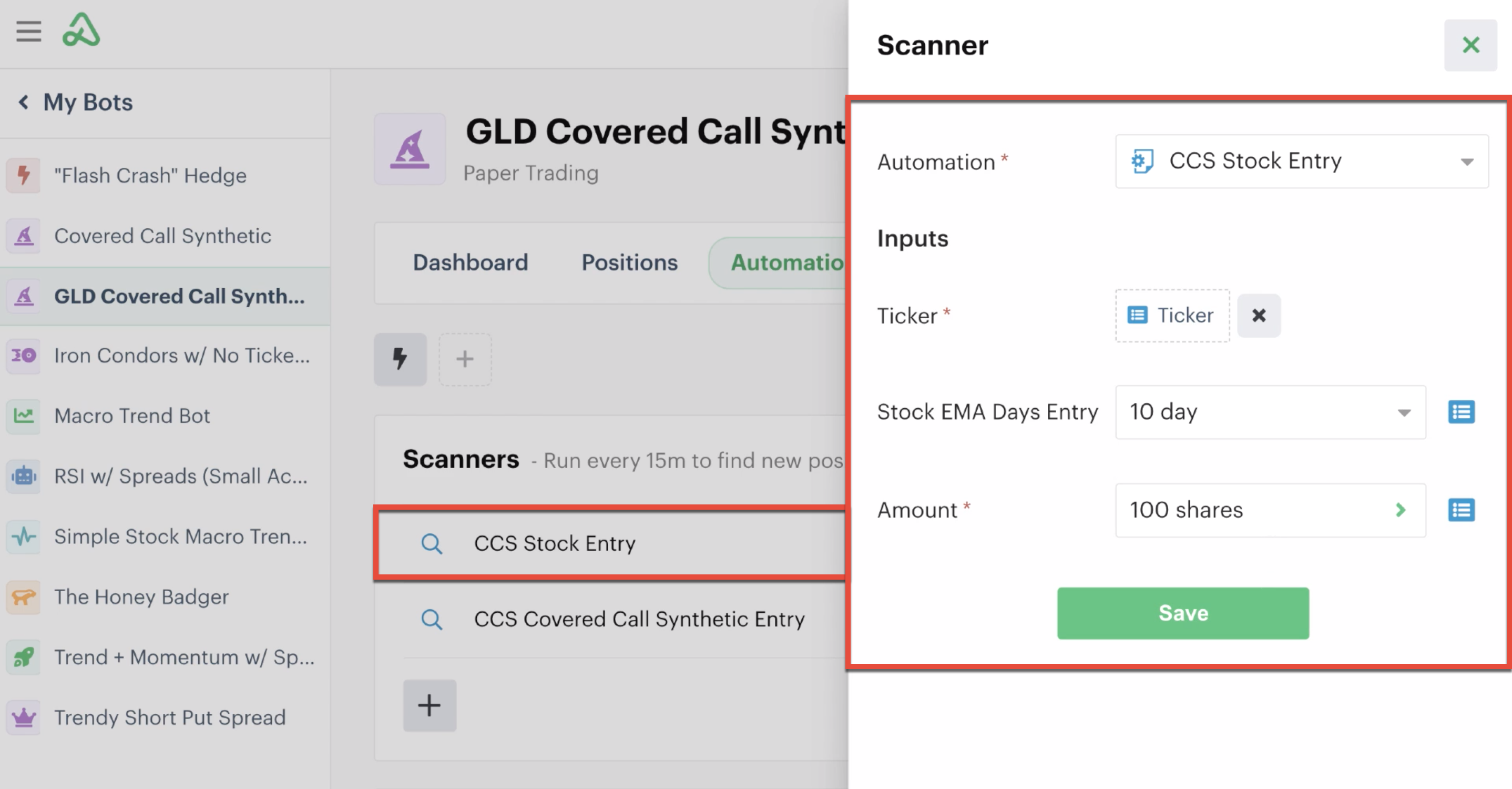Automation input details