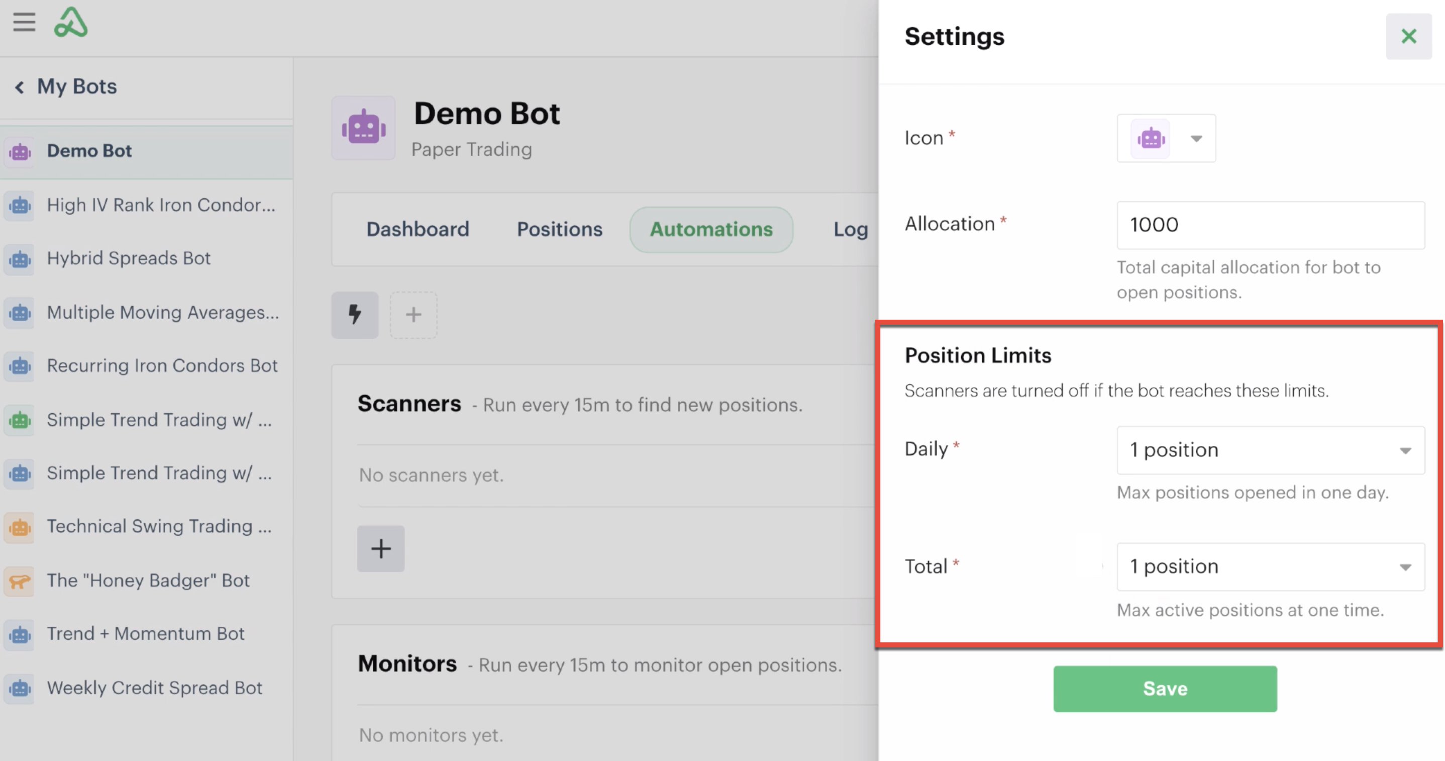 New bot position limits highlighted