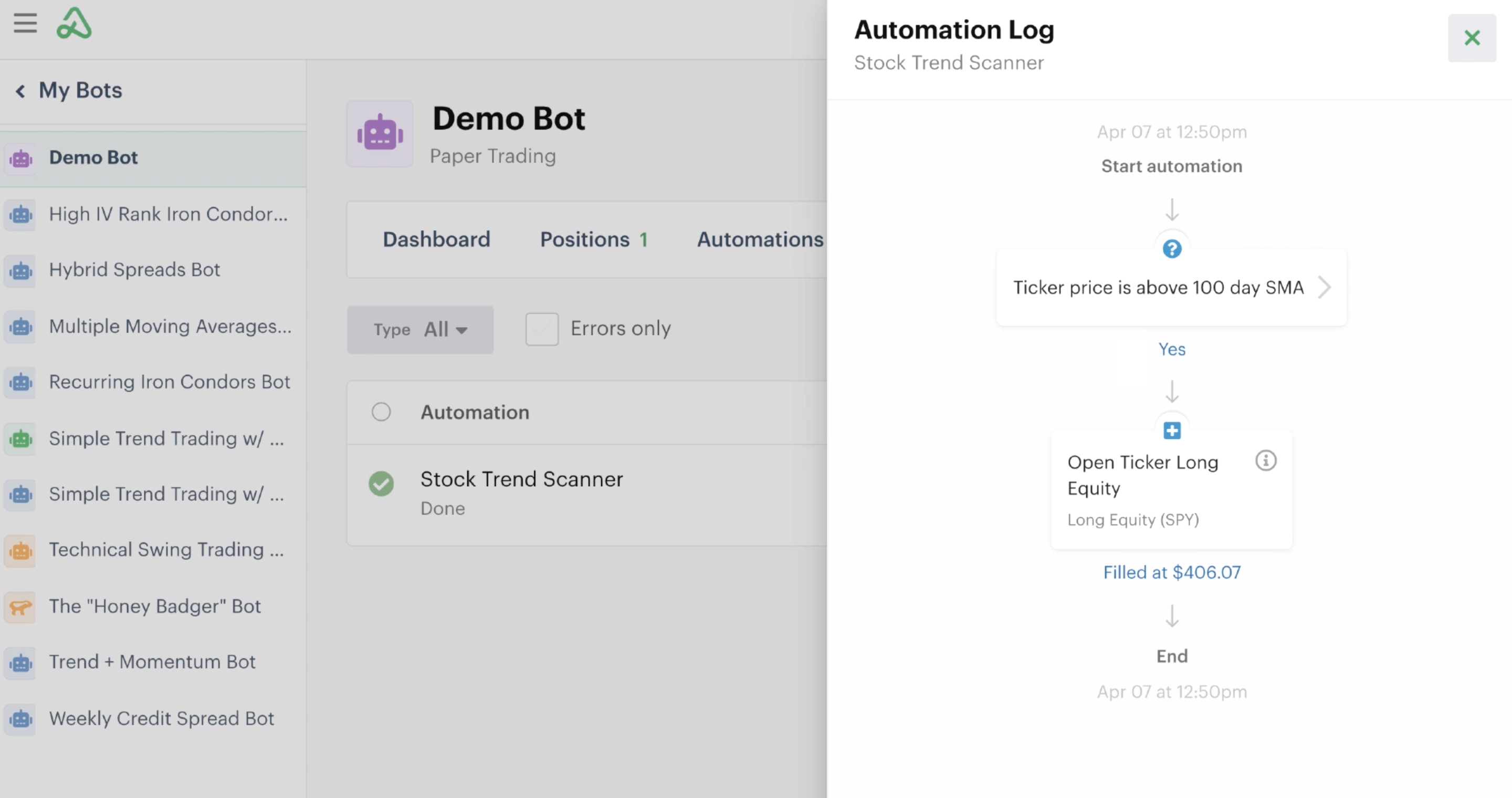 Automation action details
