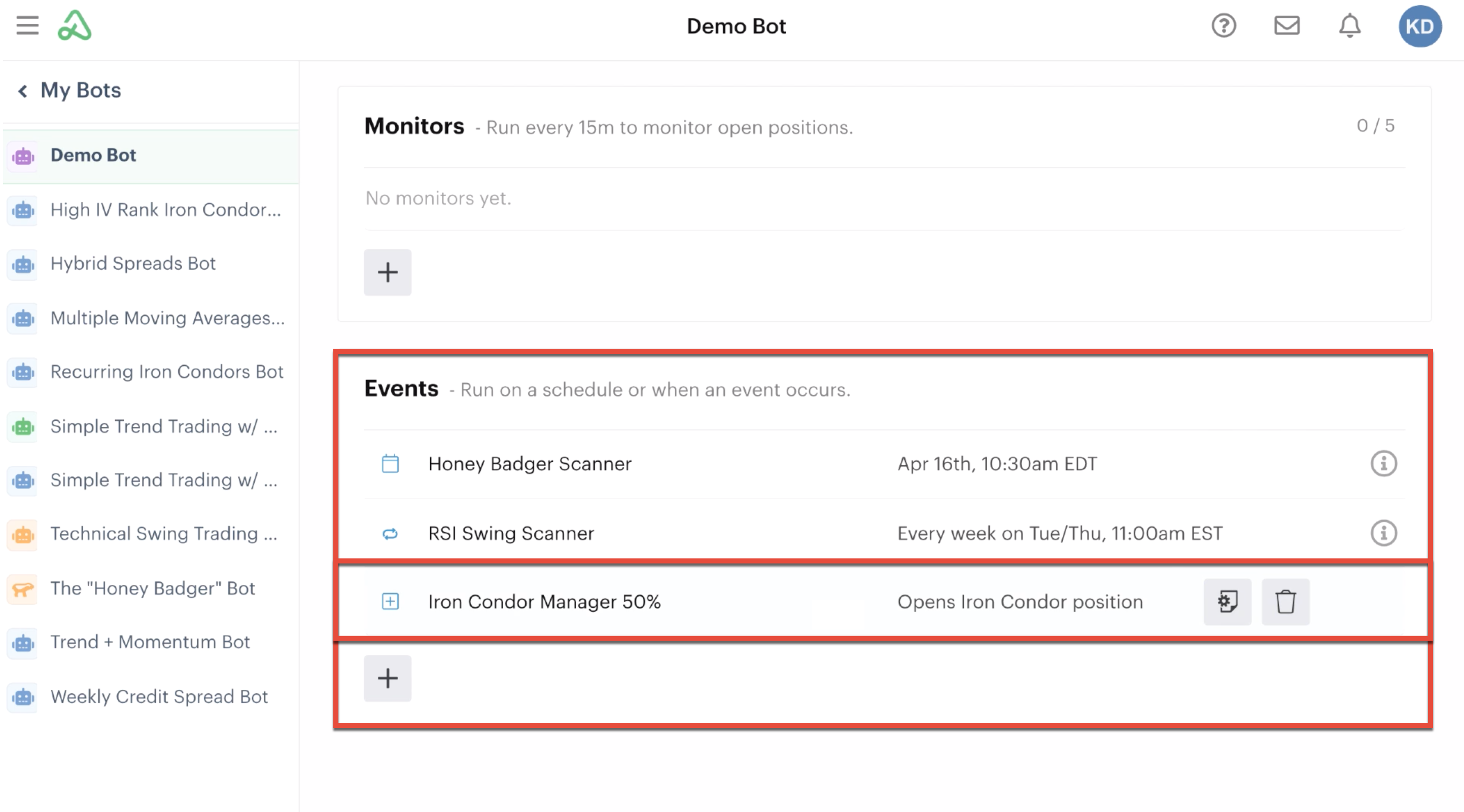 New bot monitor added as an open position event
