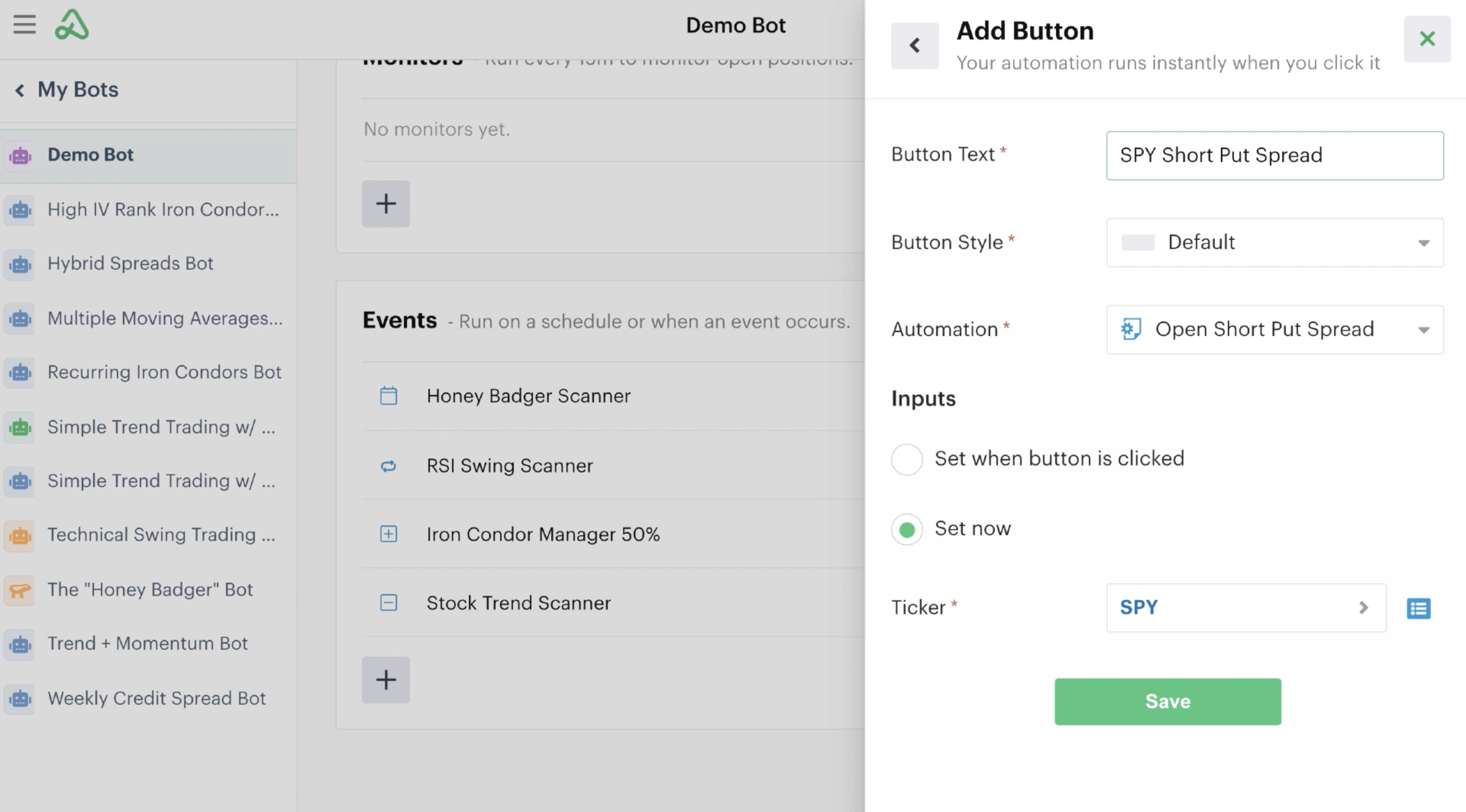 Adding a button click event automation