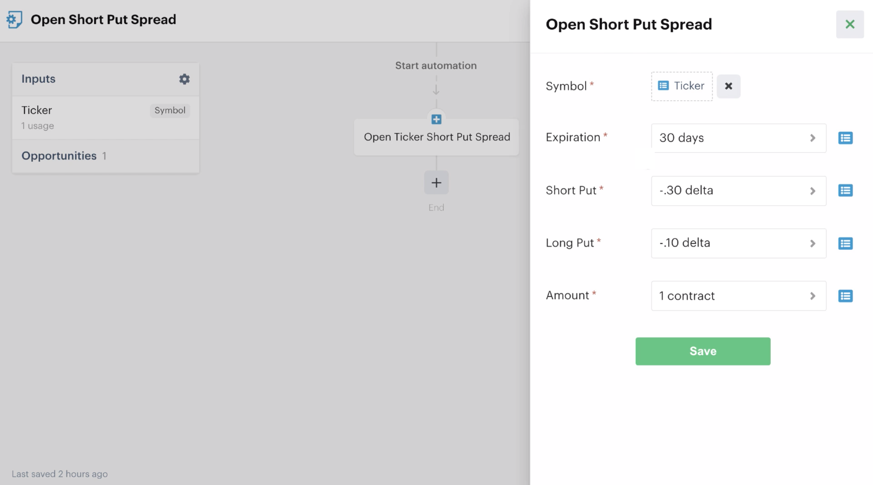 Automation editor open position action