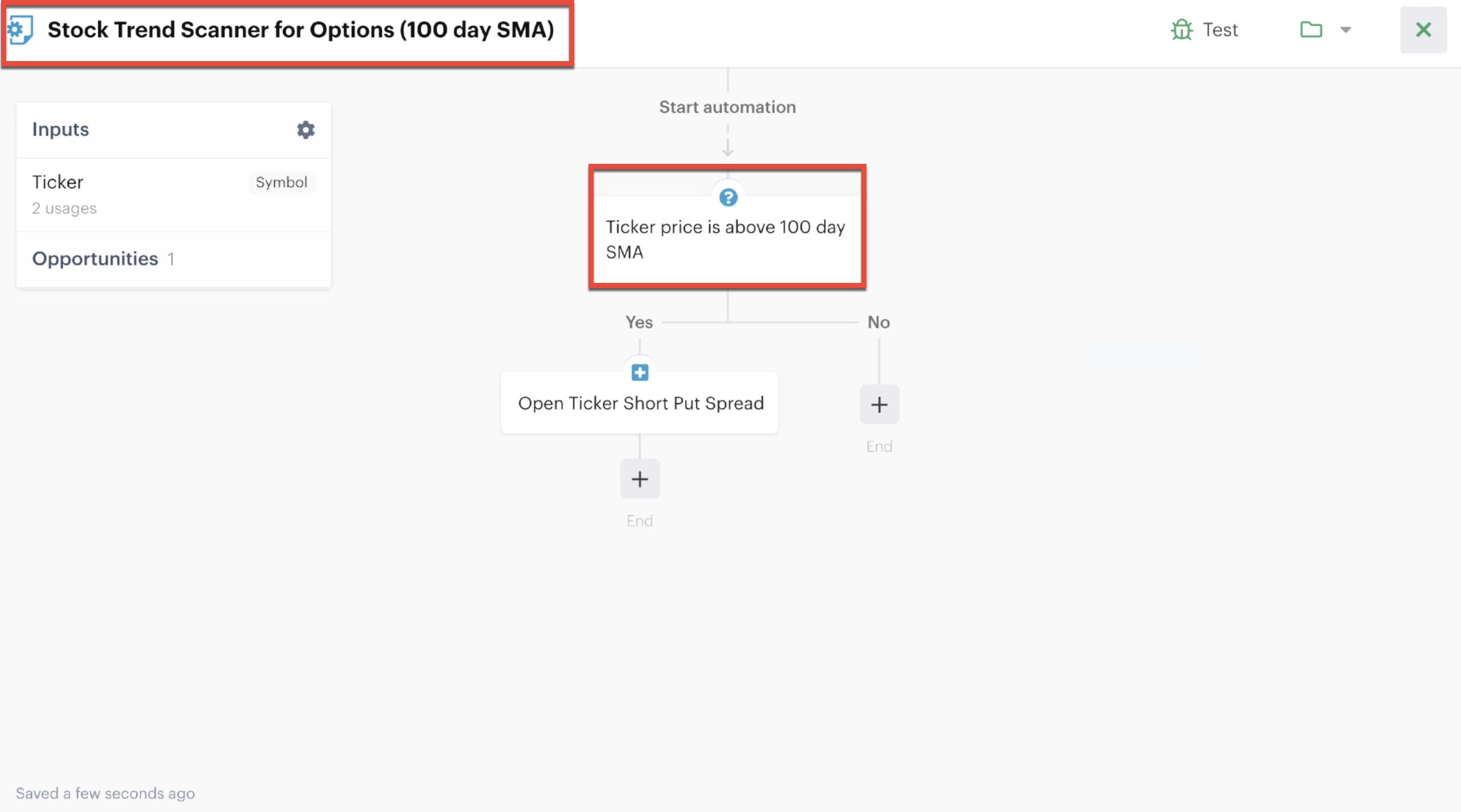 Naming and editing the automation in the editor
