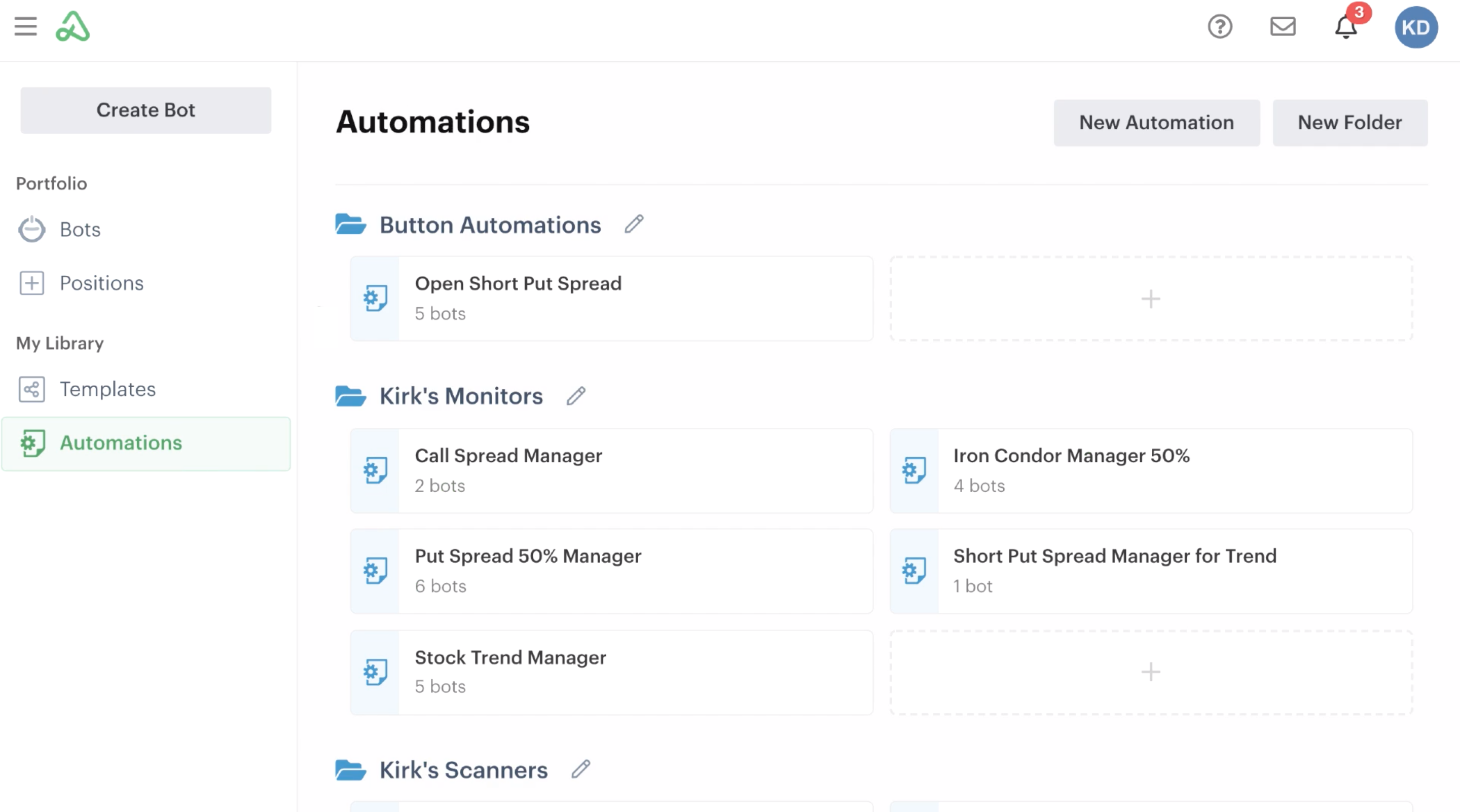 Automations library homepage
