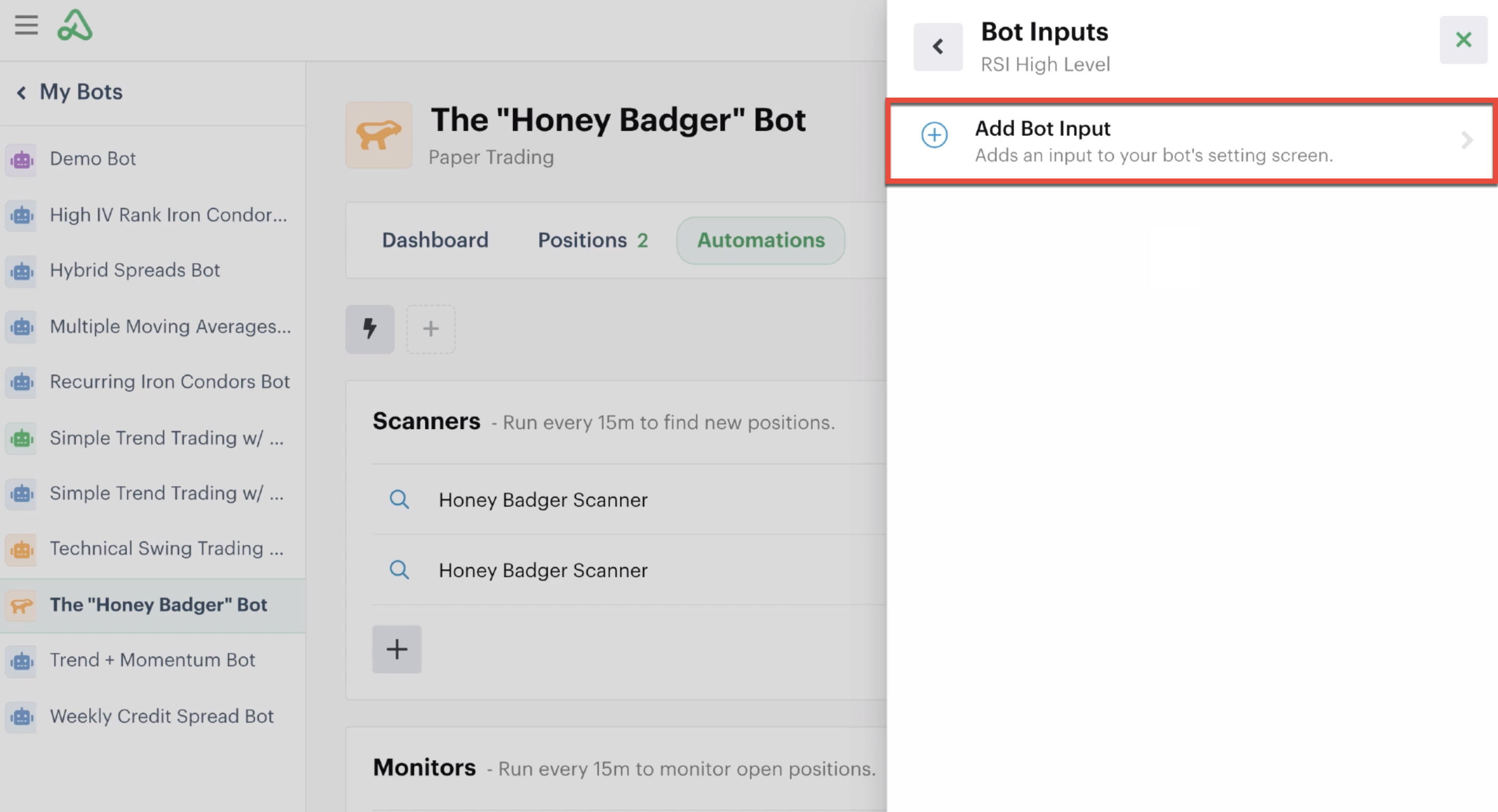 Add bot input