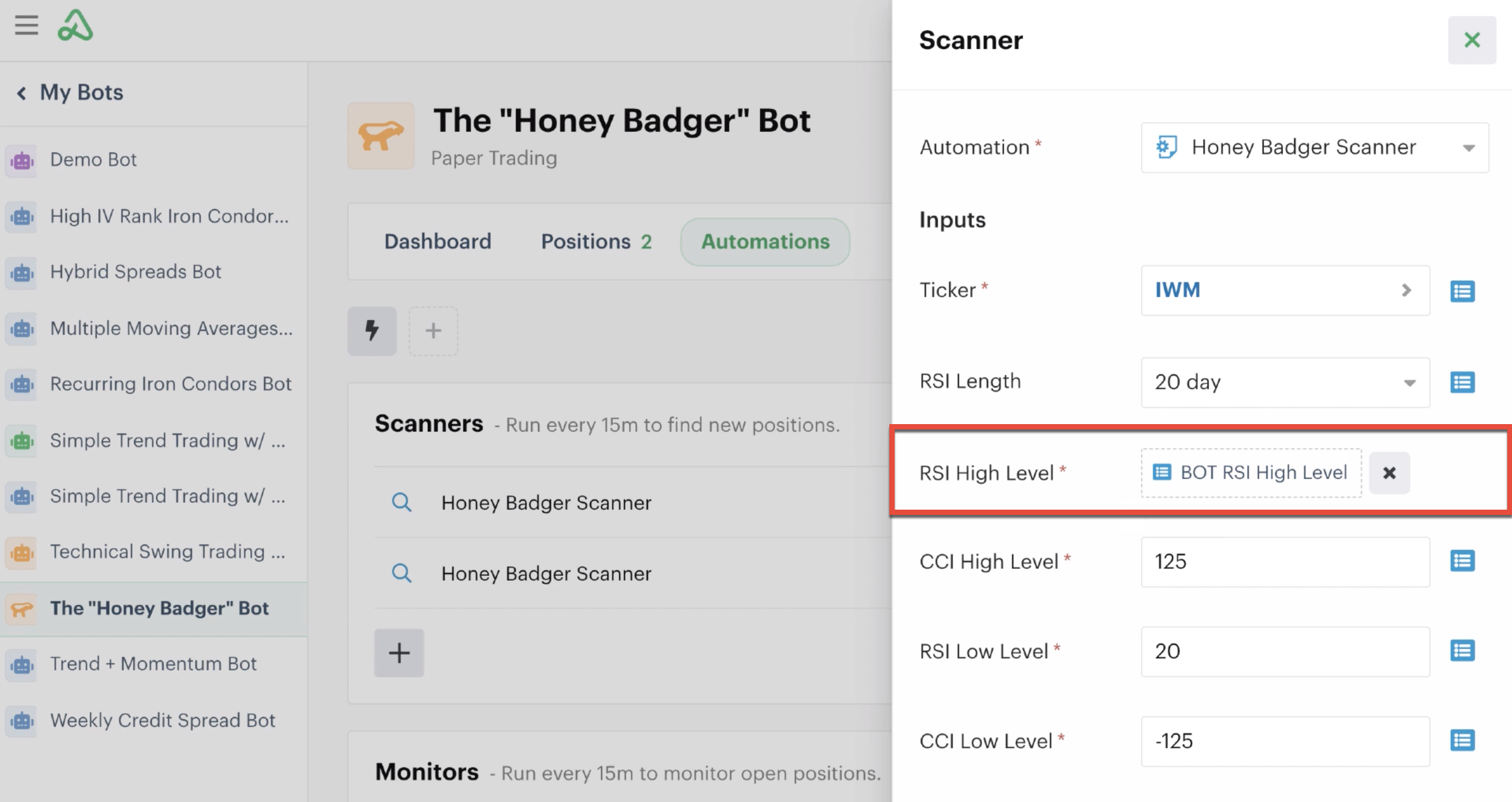 Bot-level input created