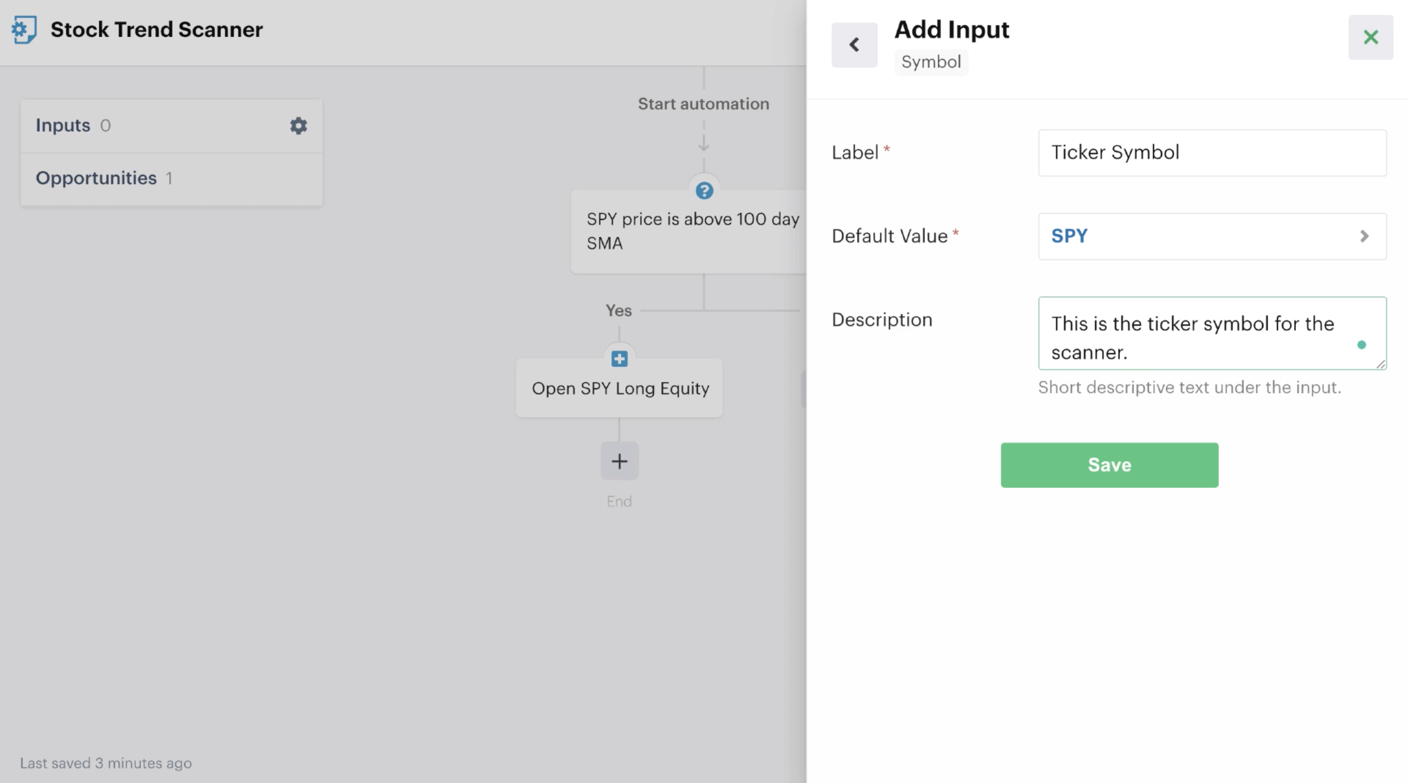 Input label, value, and description