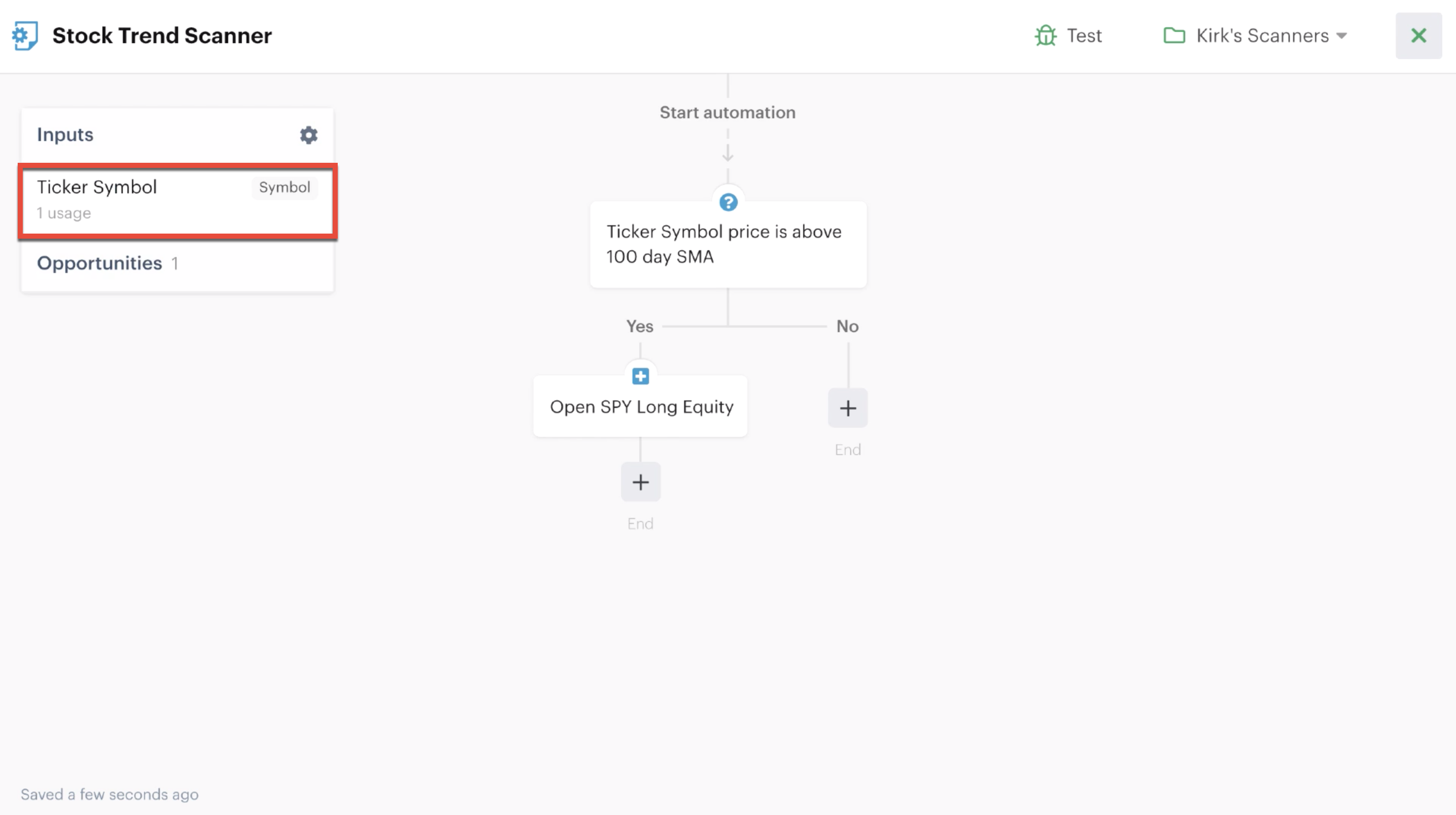 Automation's input details