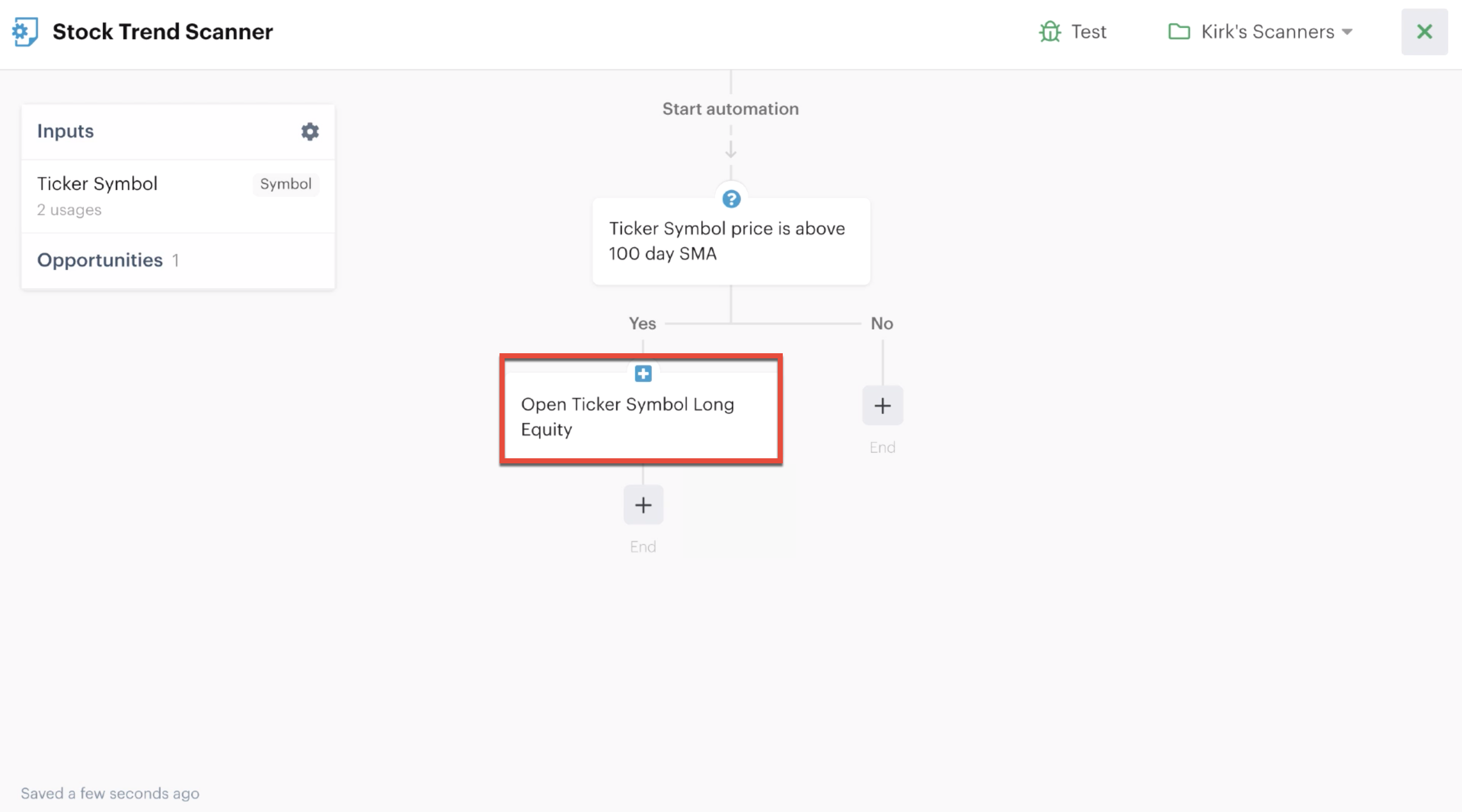 Decision recipe with custom input in automation editor