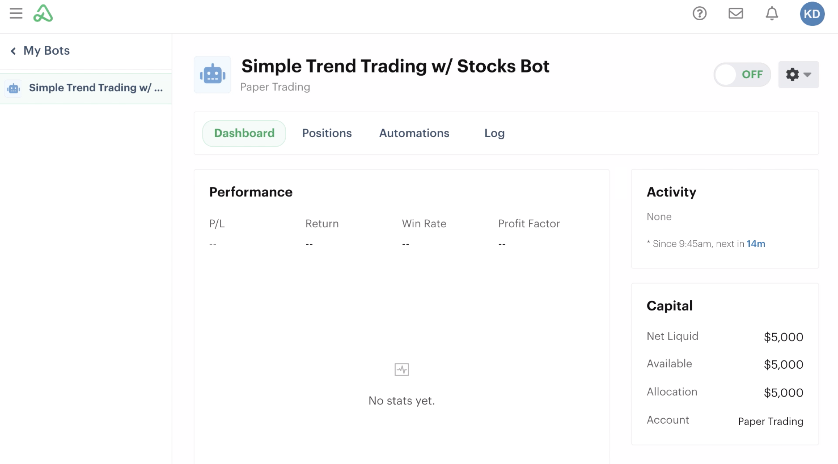 Bot dashboard