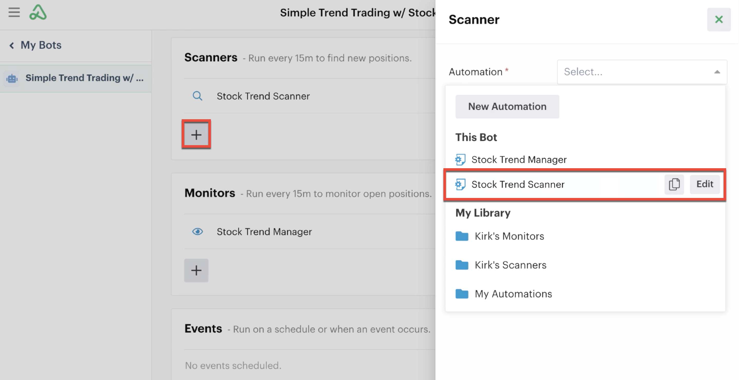 Adding a scanner automation