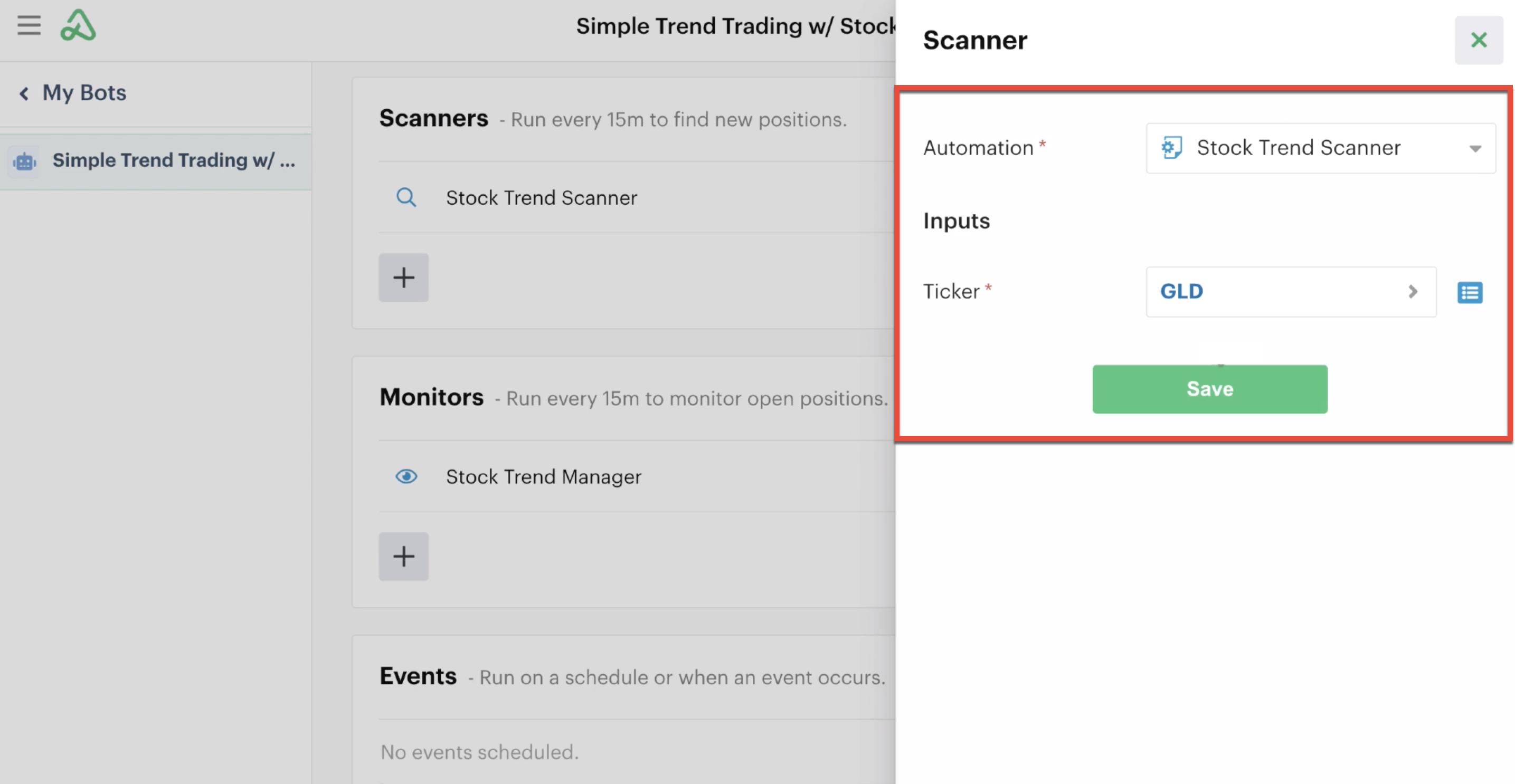 Custom input settings with new ticker input