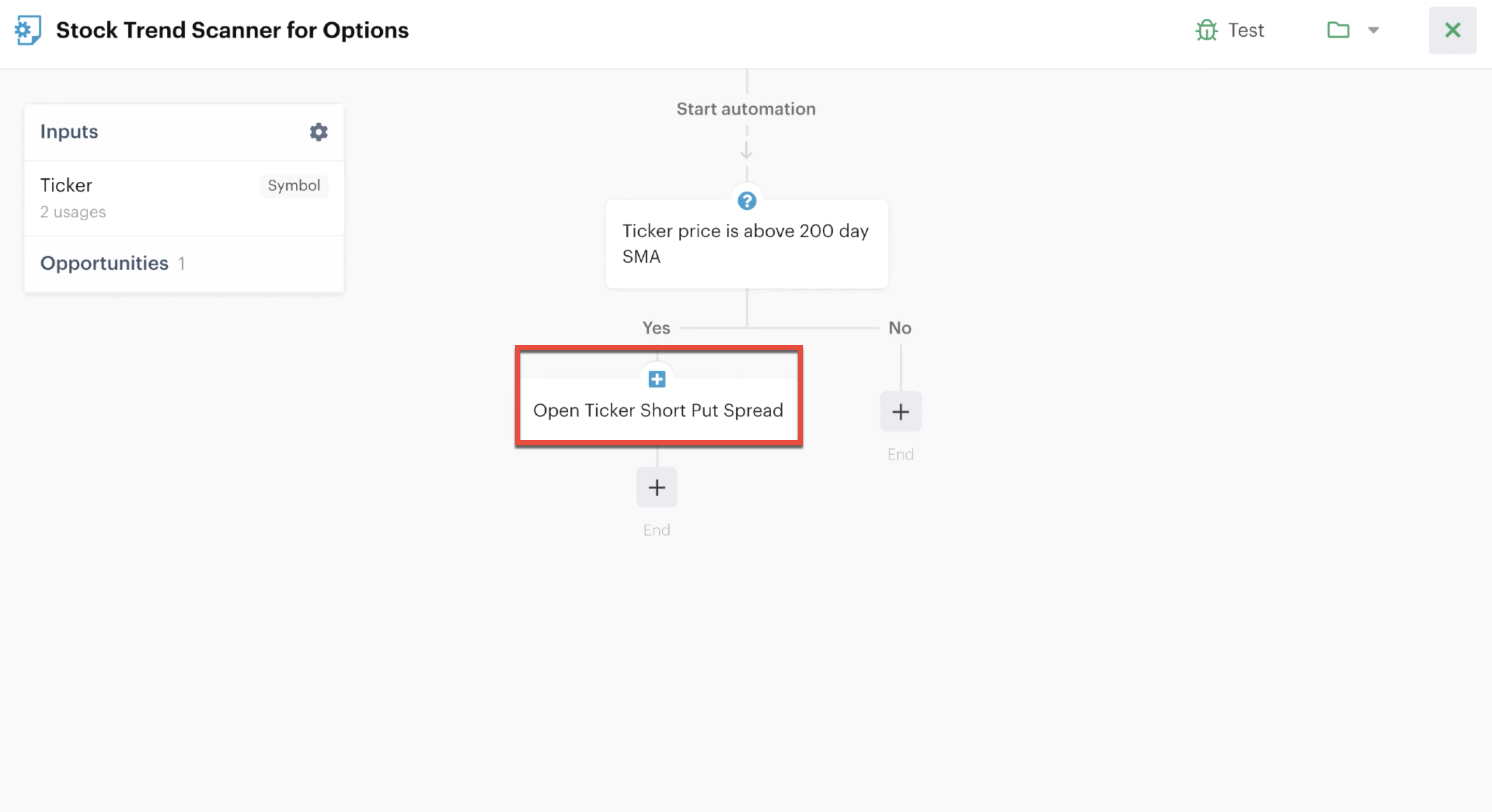 Open position action added to the automation editor