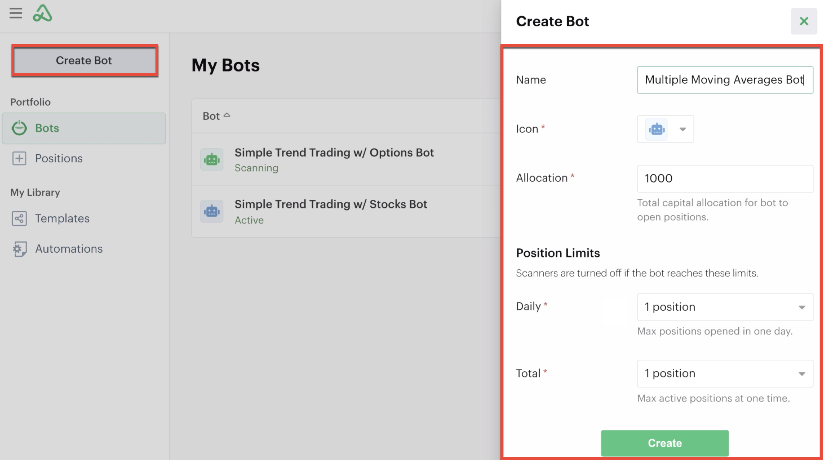 Create a new bot and global settings