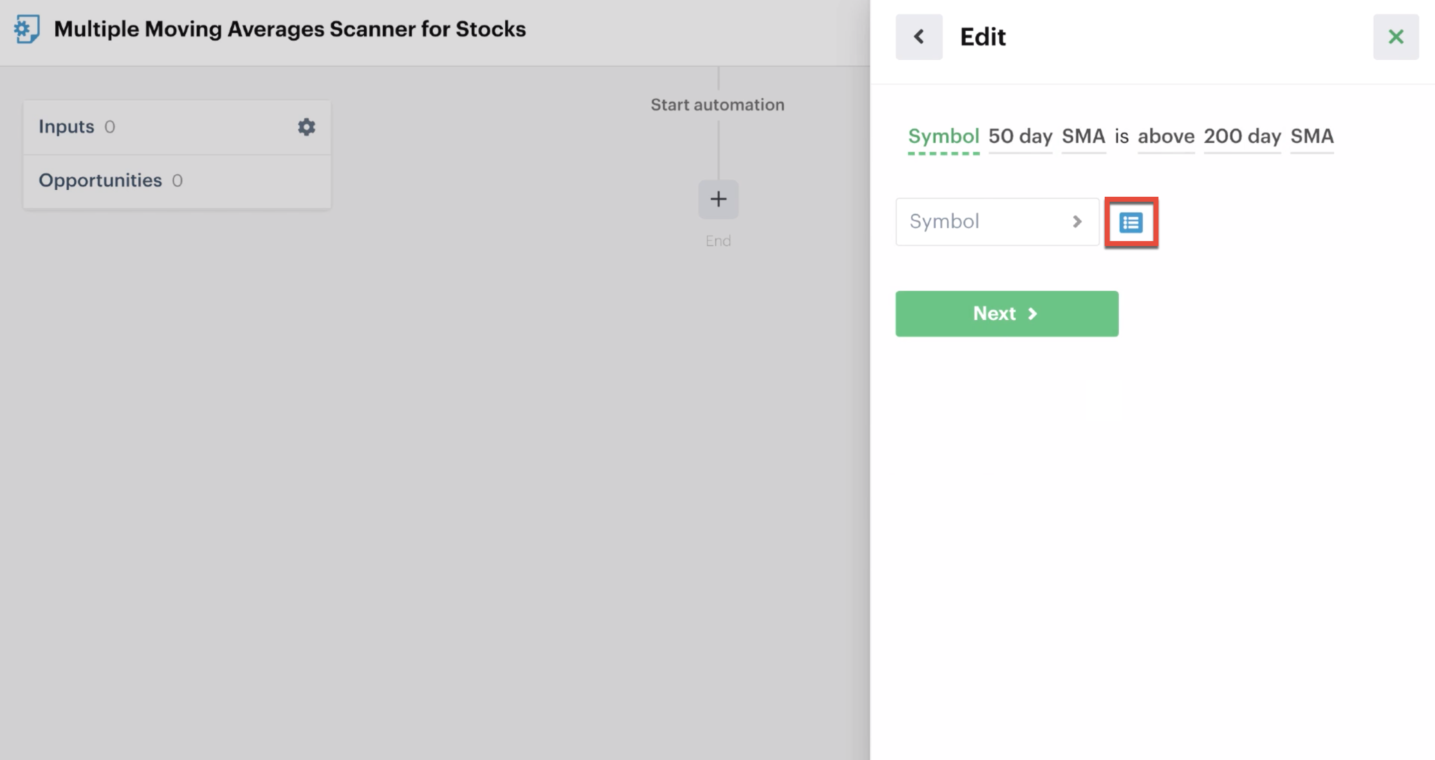 Custom input for ticker symbol