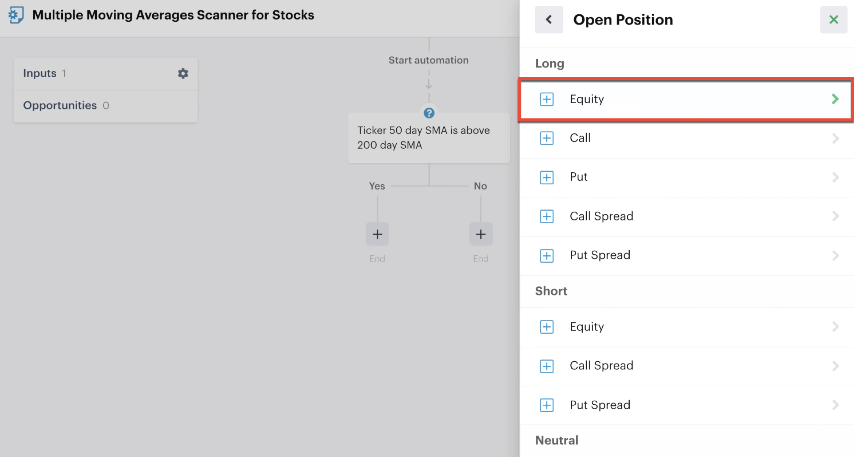 Open long equity position