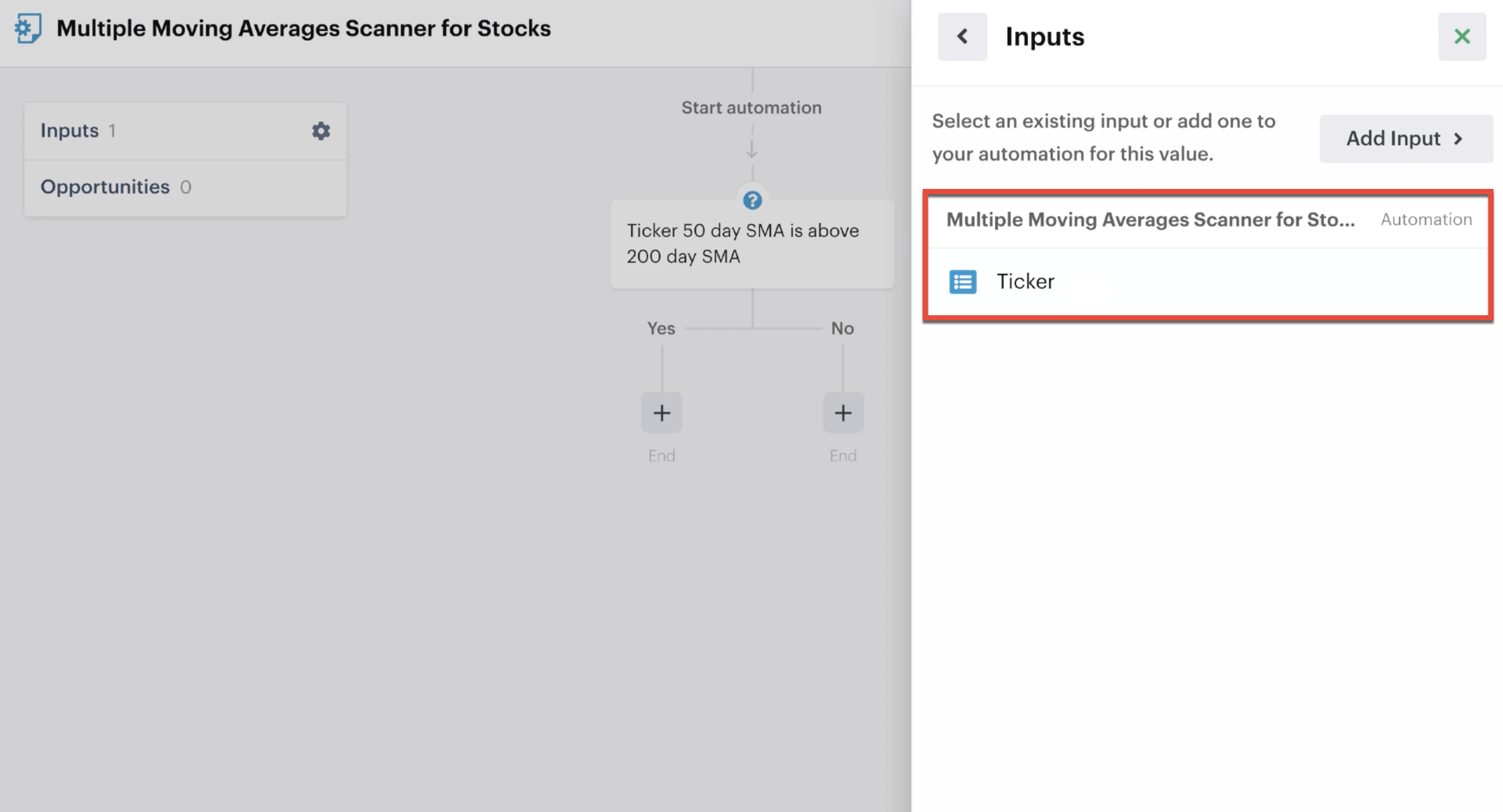 Use custom input for ticker symbol